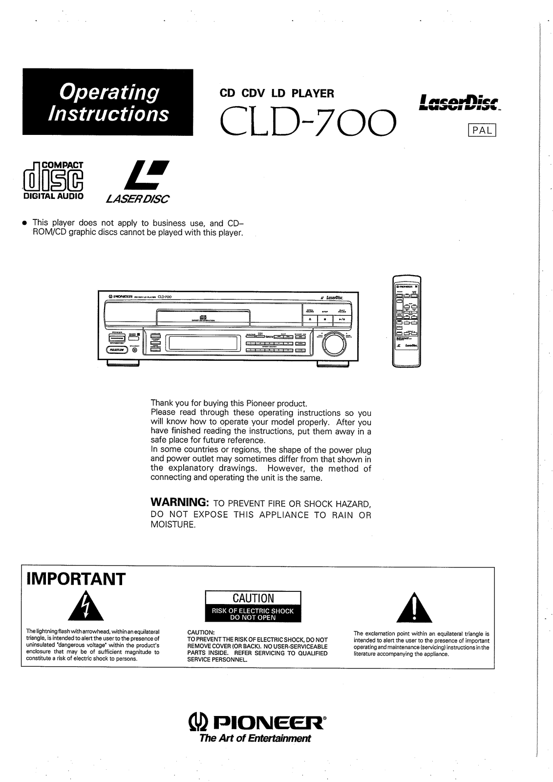 Pioneer CLD-700 User Manual