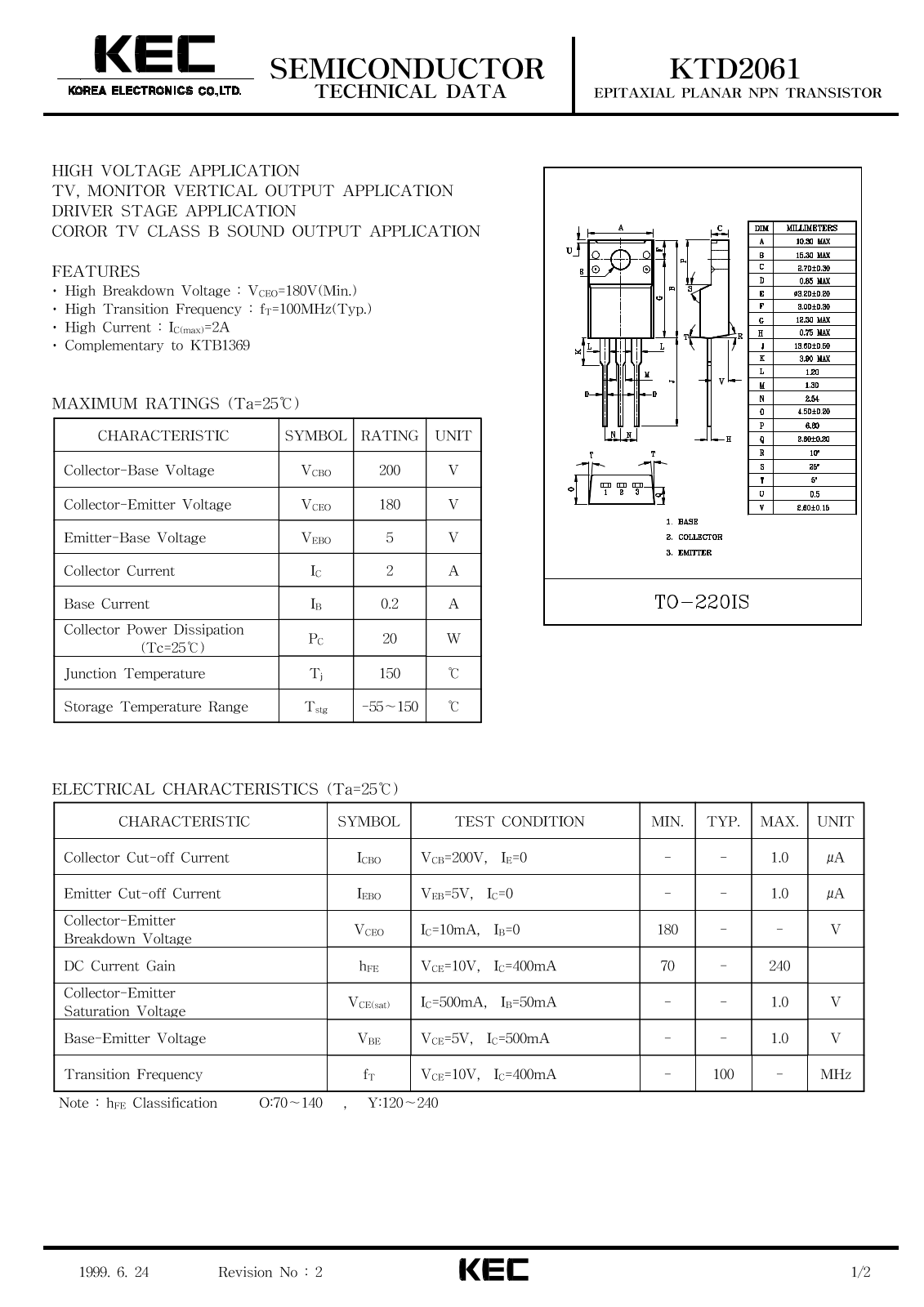 KEC KTD2061 Datasheet