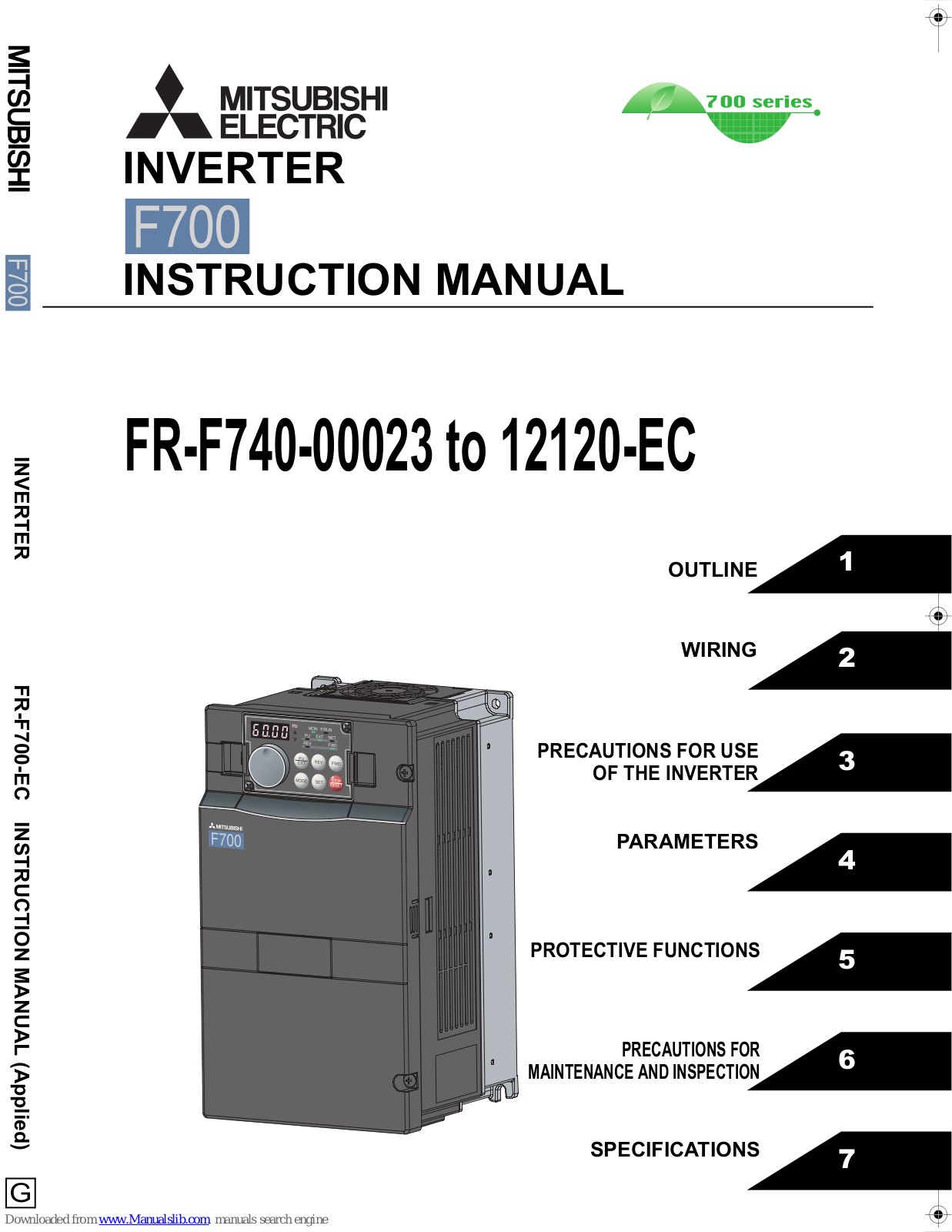 Mitsubishi FR-F740-00052-EC, FR-F740-00023-EC, FR-F740-00038-EC, FR-F740-00083-EC, FR-F740-00126-EC Instruction Manual