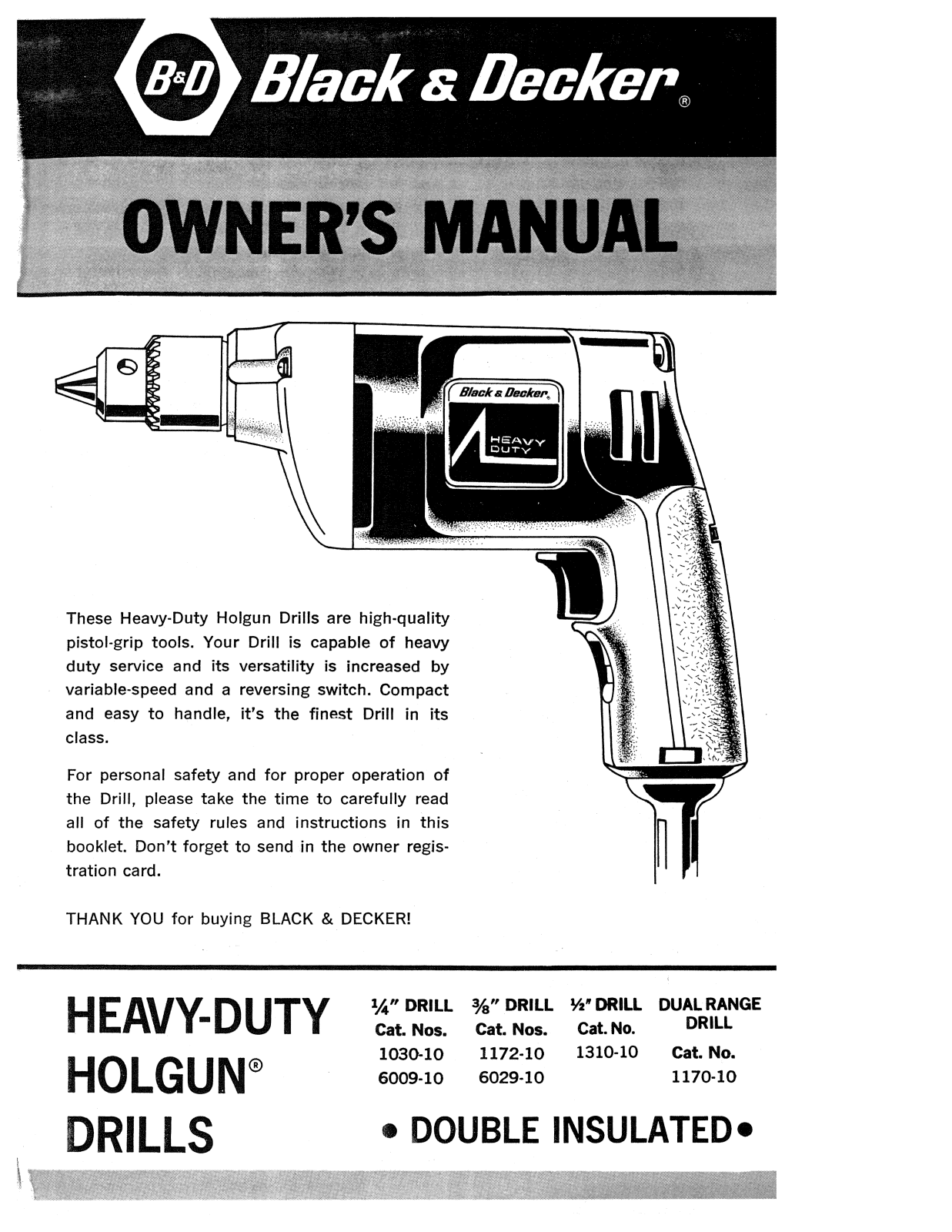 Black & Decker 6009-10, 6029-10, 1172-10, 1030-10, 1170-10 User Manual