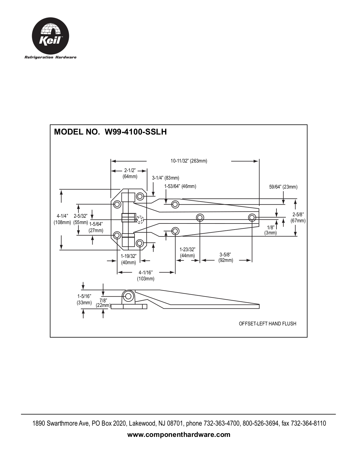 Component Hardware W99-4100-SSLH User Manual