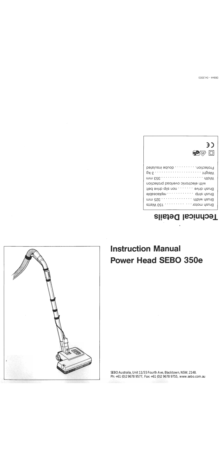 Sebo 350e User Manual