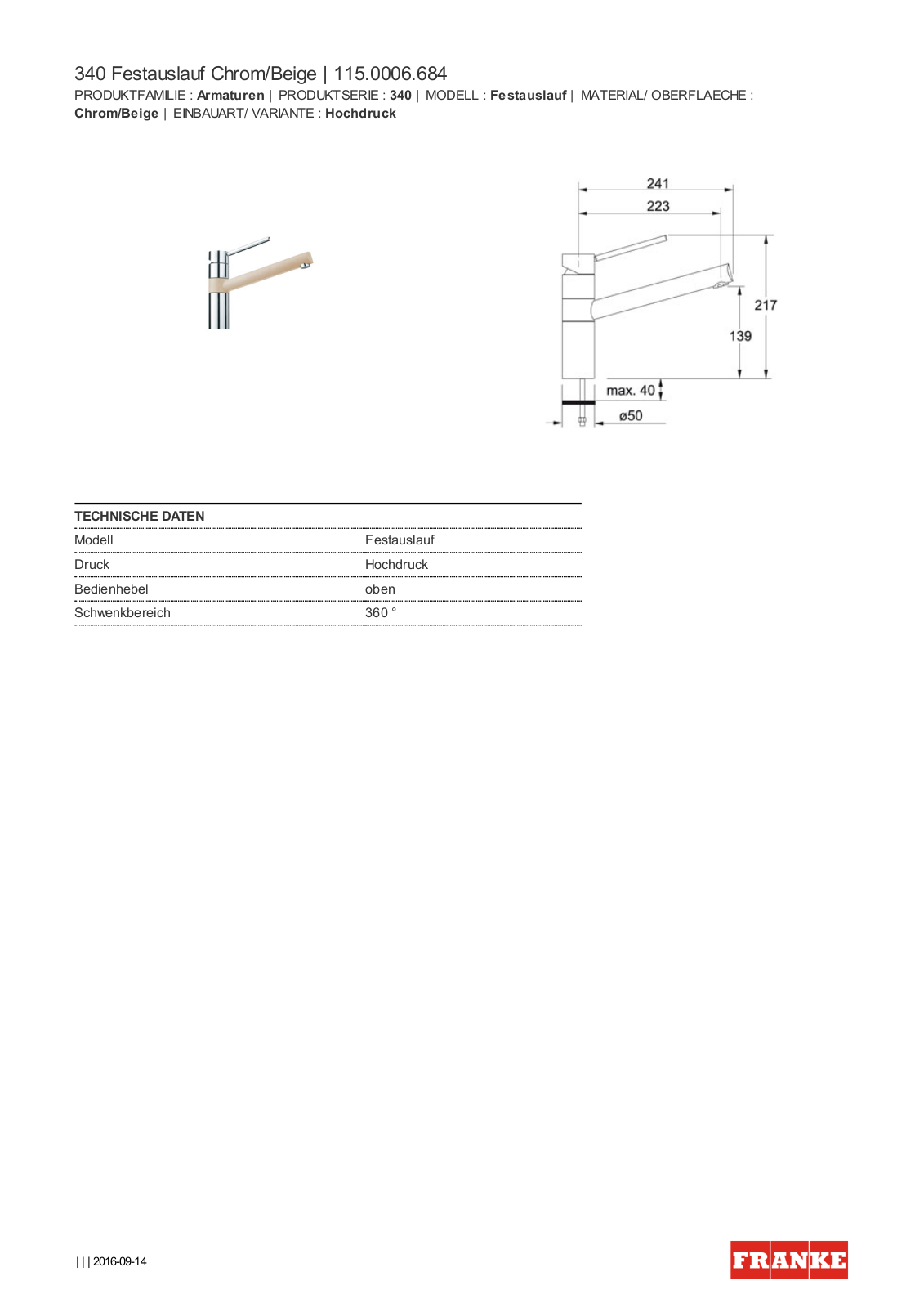 Franke 115.0006.684 Service Manual