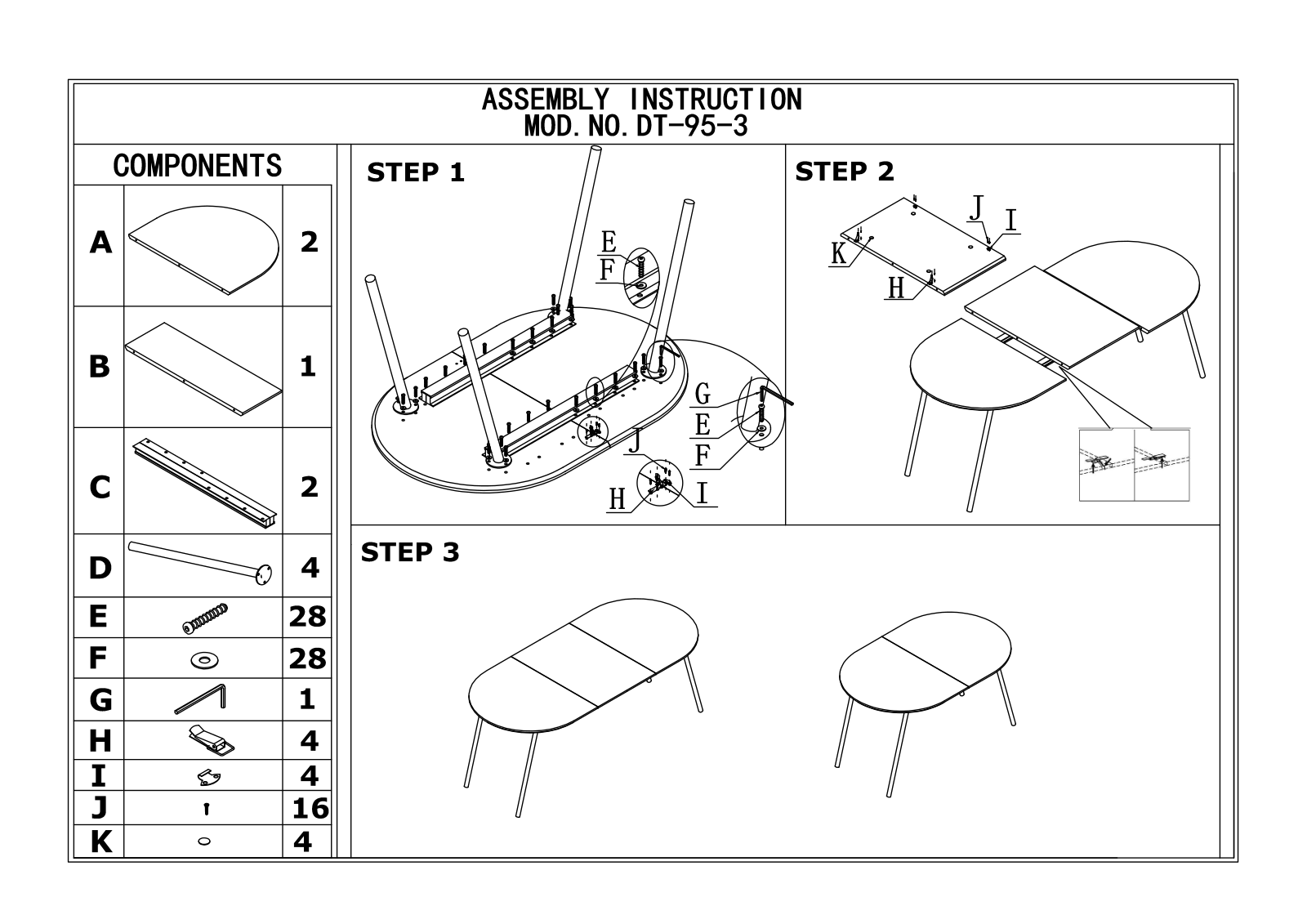 Stool Group DT-95-3 ASSEMBLY INSTRUCTIONS