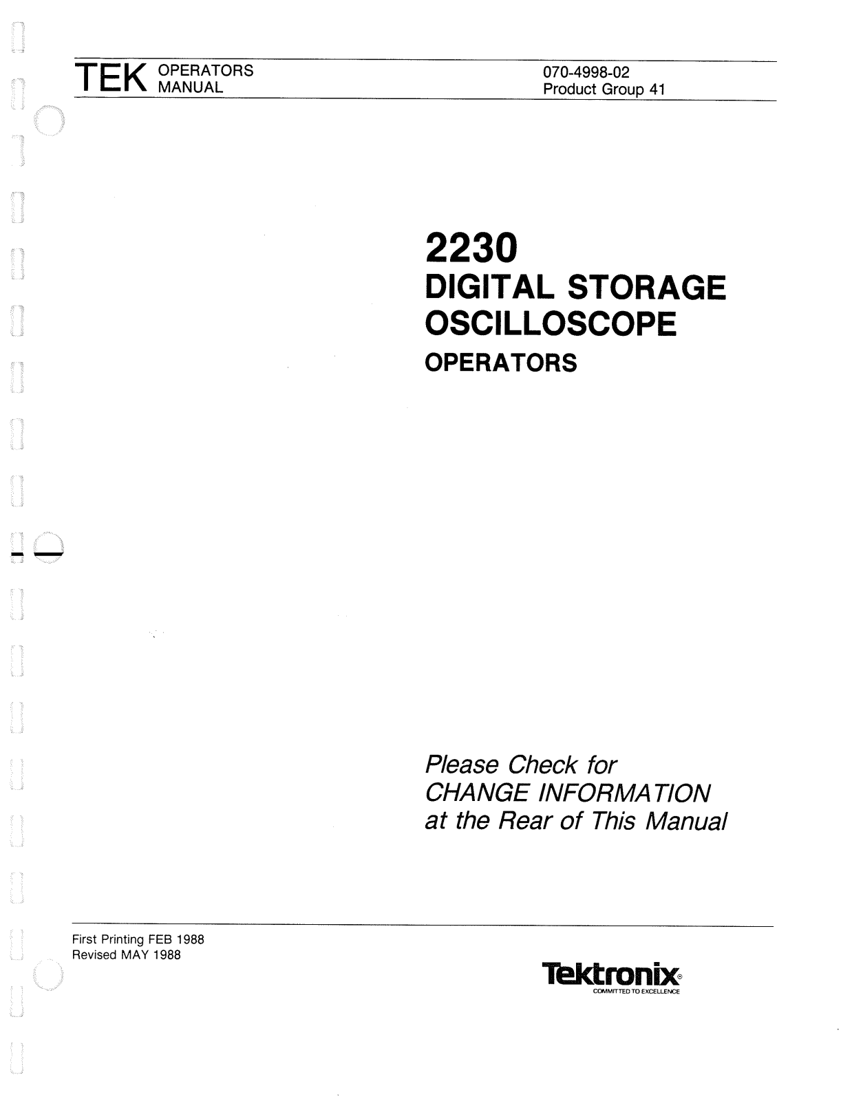 Tektronix 2230 User Manual