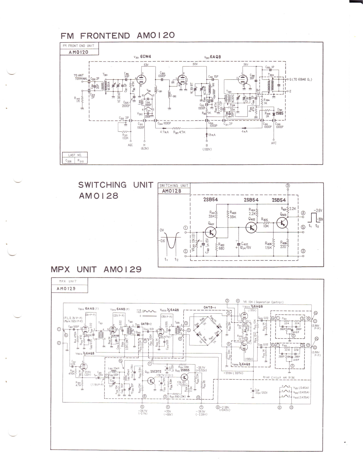 Pioneer AM-0120, AM-0128, AM-0129 Schematic