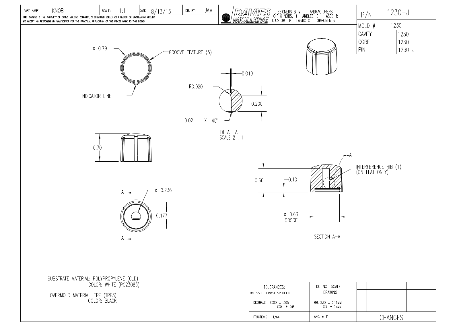 Davies Molding 1230-J Reference Drawing