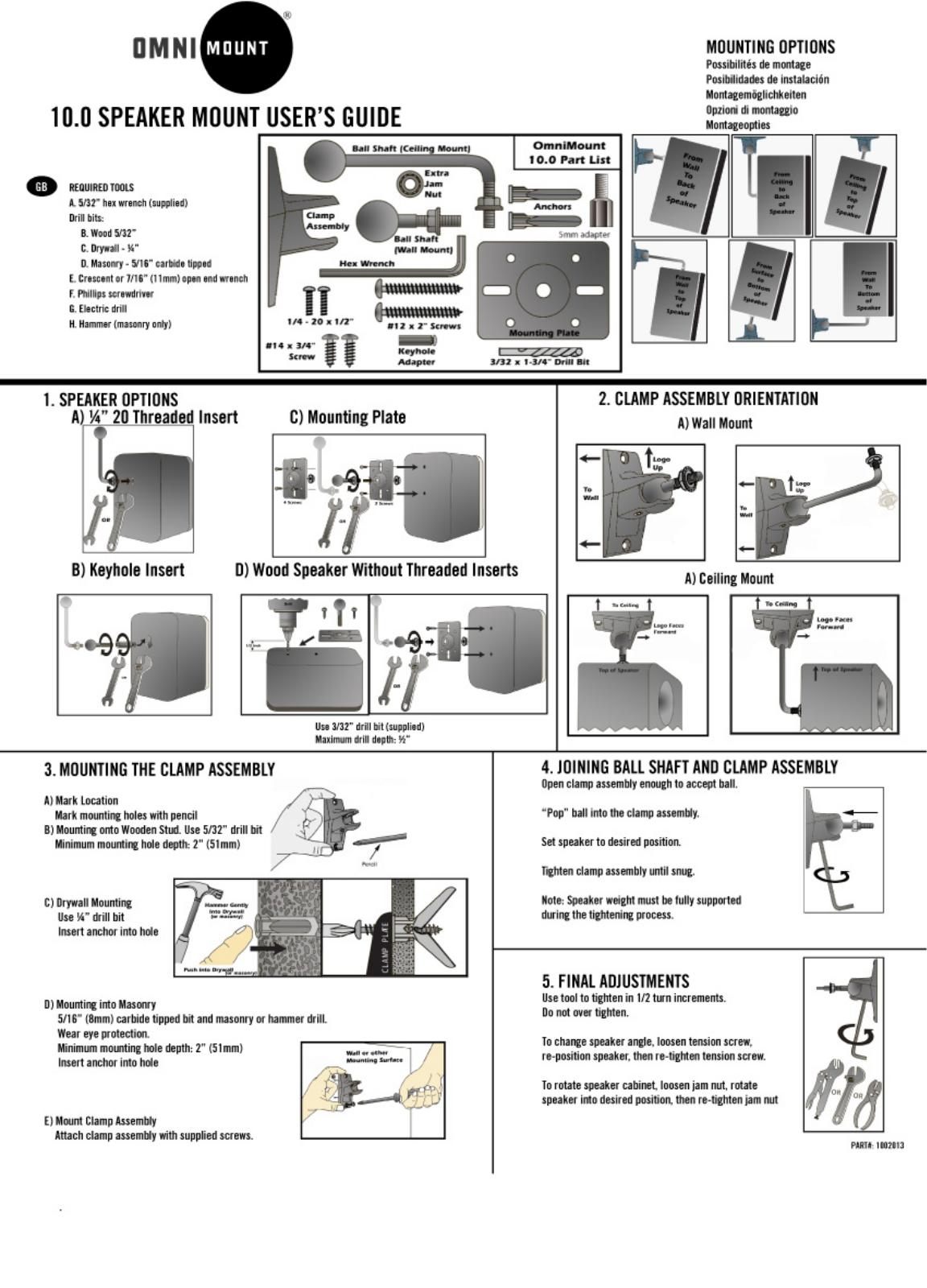 Omnimount 10.0 W-C User Manual