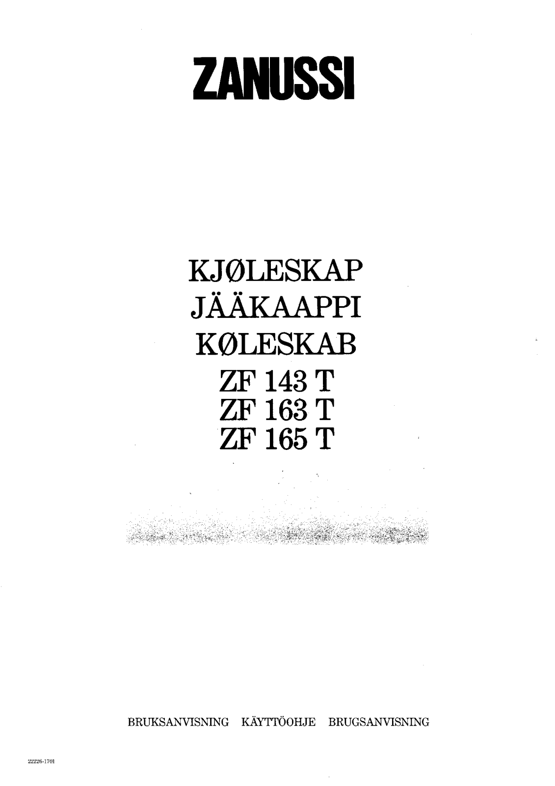 Zanussi ZF143T, ZF165T, ZF163T User Manual