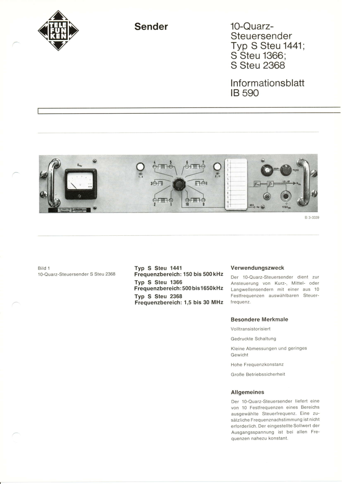 Telefunken S Steu 1366, S Steu 1441, S Steu 2368 Datasheet - ManualMachine.com
