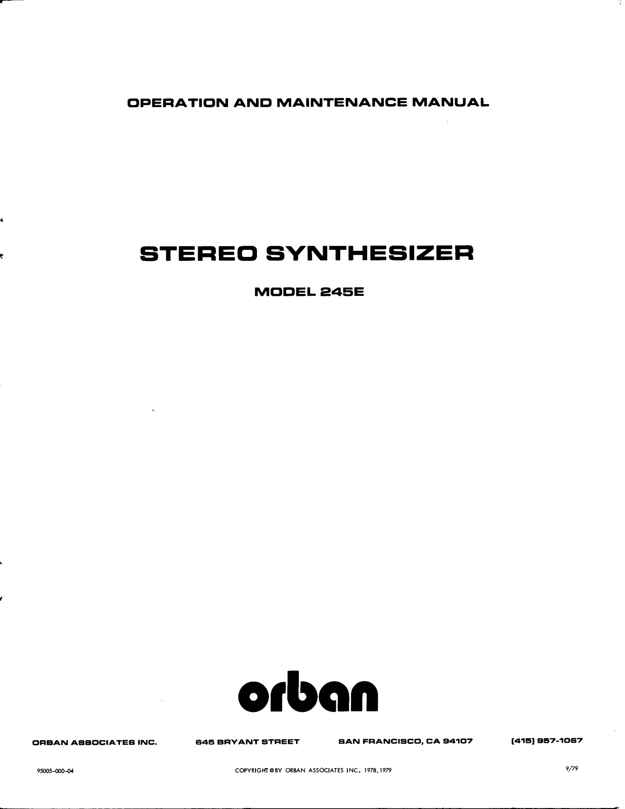 Orban 245E Service manual