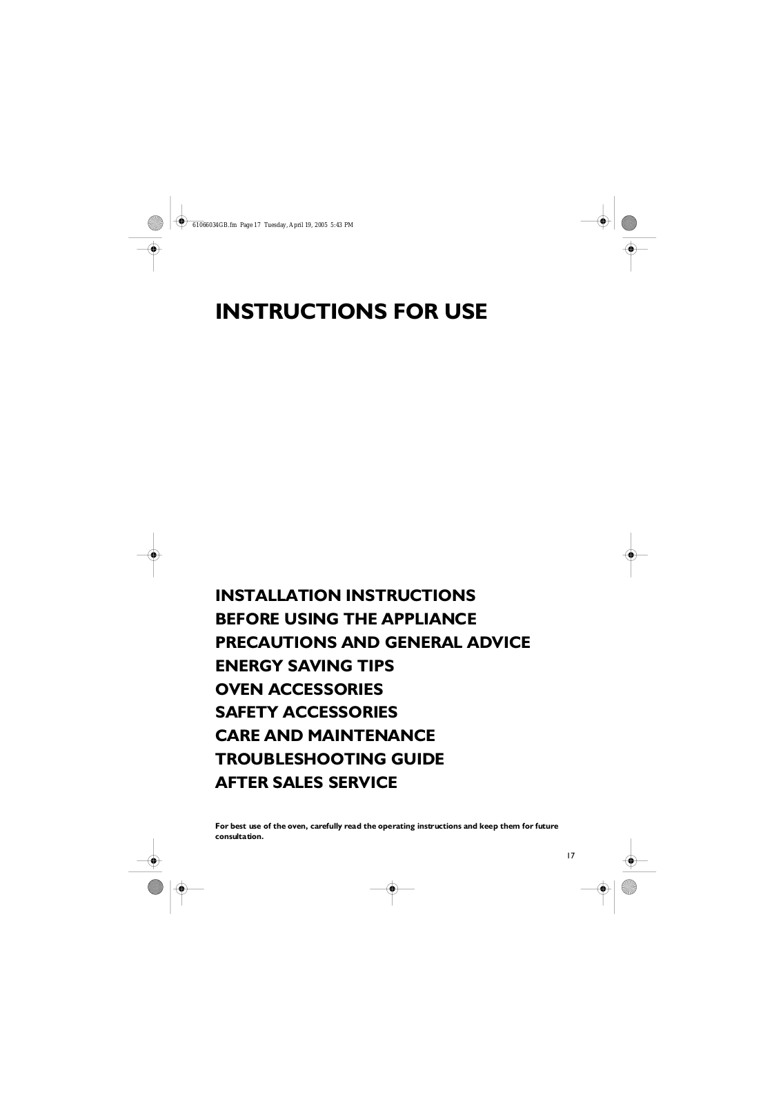 Whirlpool COO T10 AN INSTRUCTION FOR USE