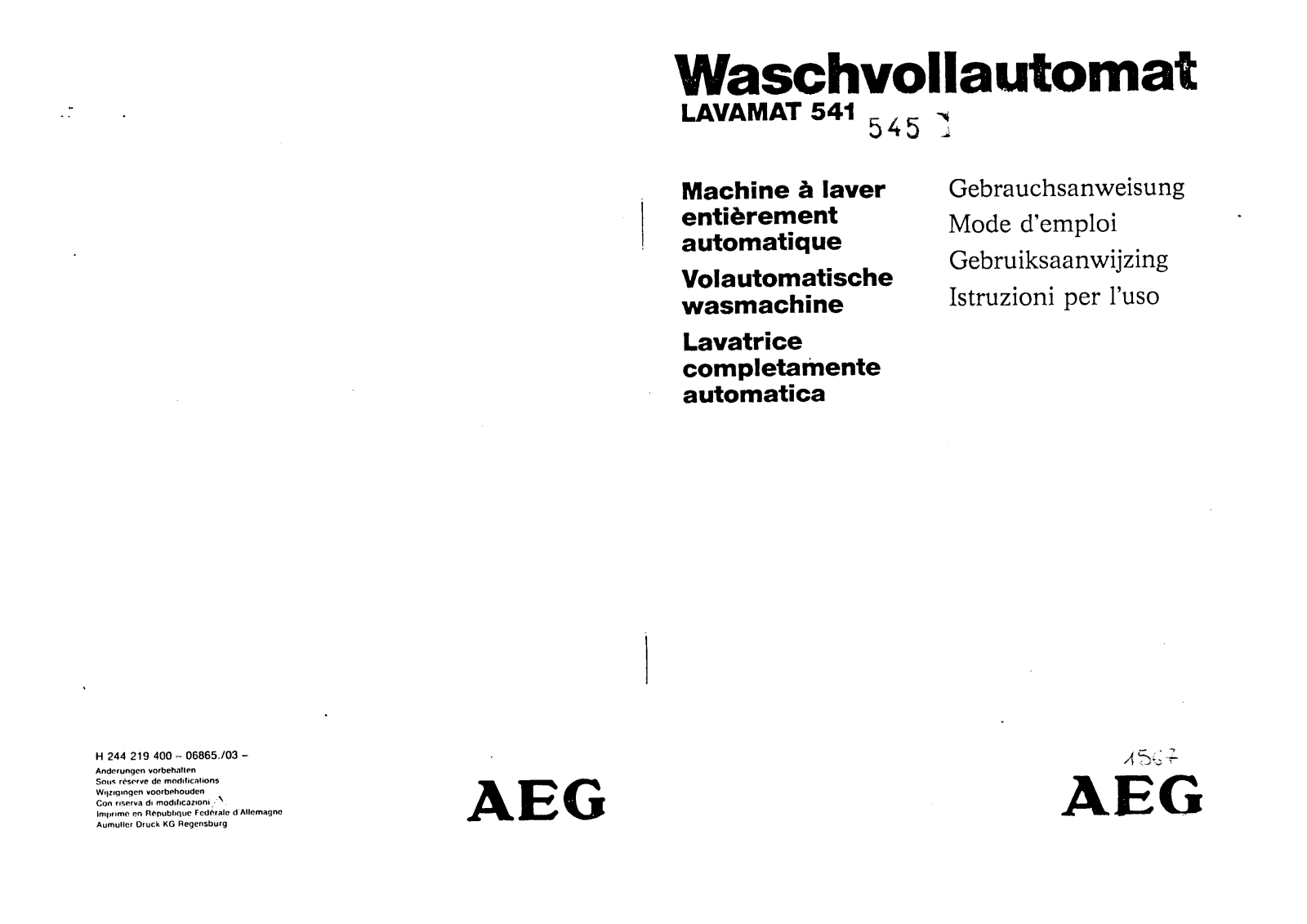 AEG LAV541, LAV545 User Manual