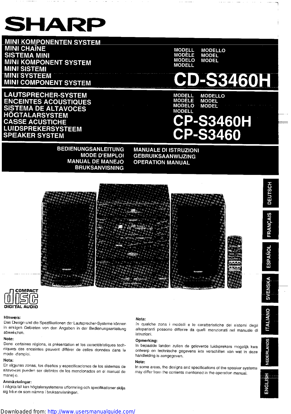 SHARP CD/CP-S3460/H User Manual