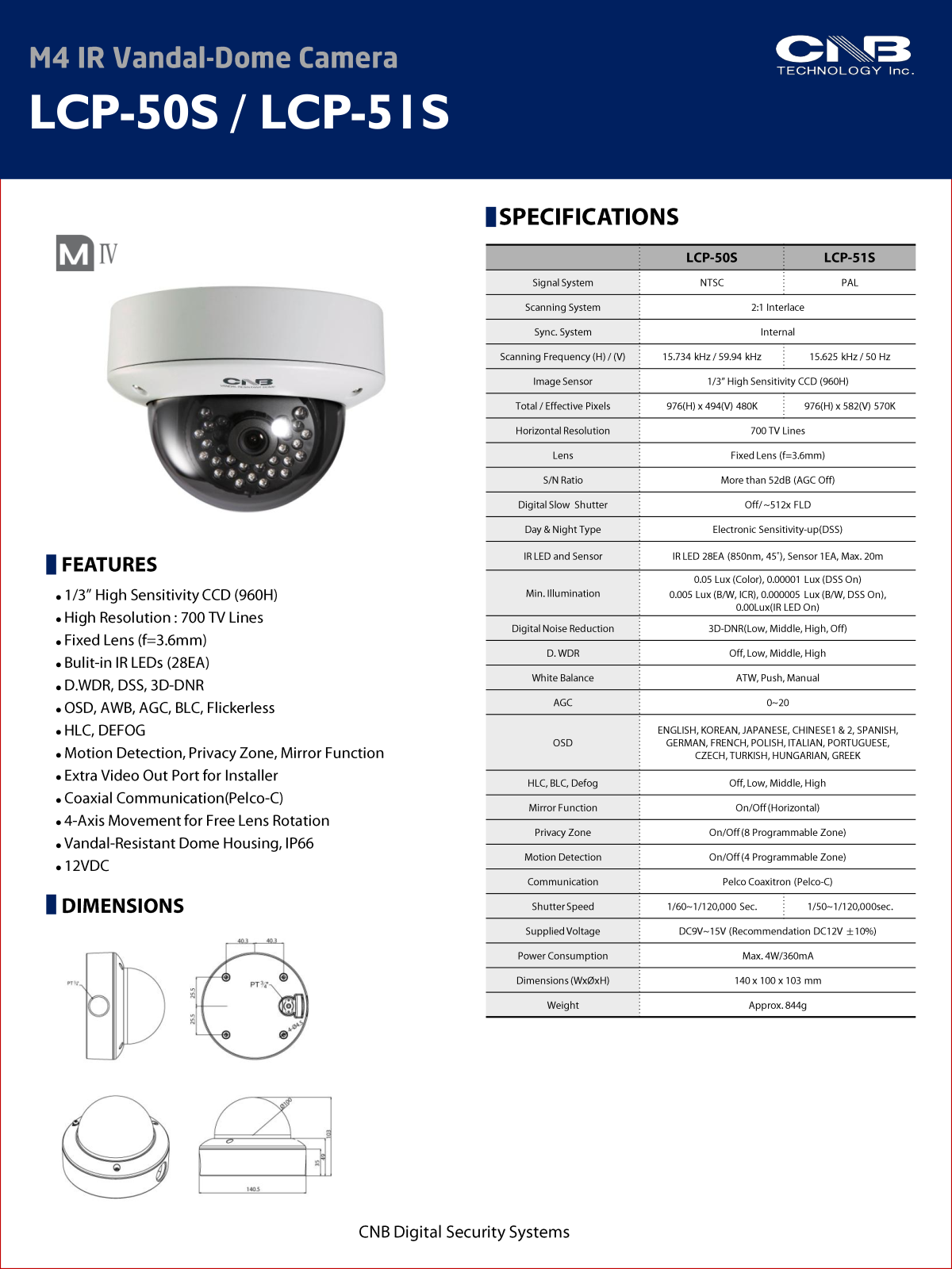 CNB LCP-50S Specsheet