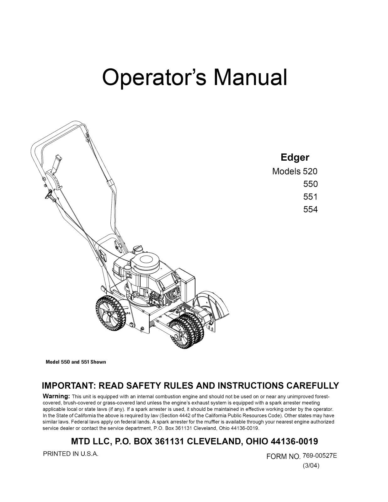 MTD 25A-520A700 Owner’s Manual