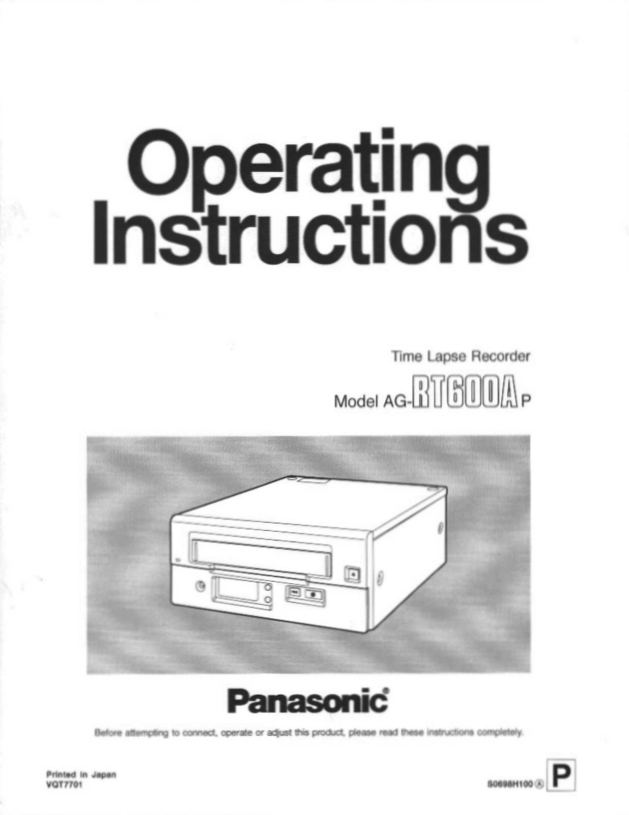 Panasonic AG-RT600P, AG-RT600AP User Manual