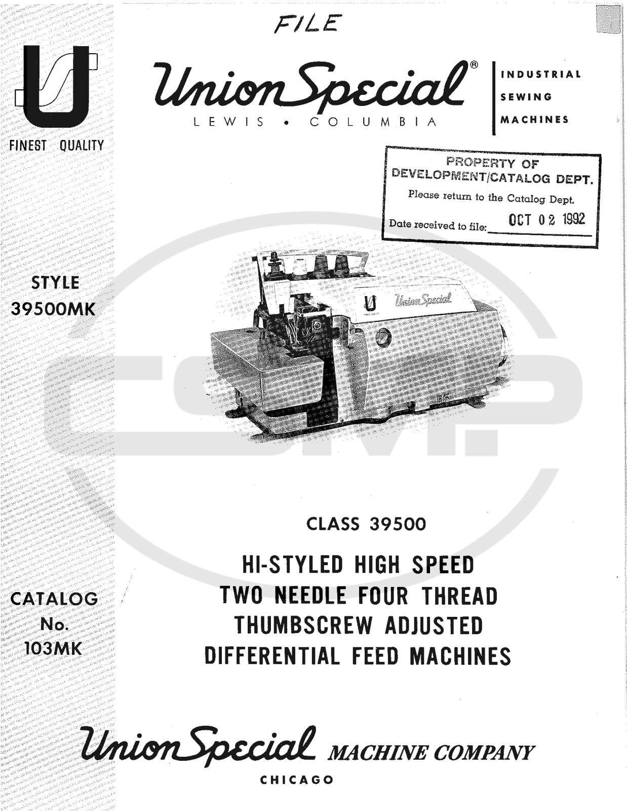 Union Special 103MK Parts Book