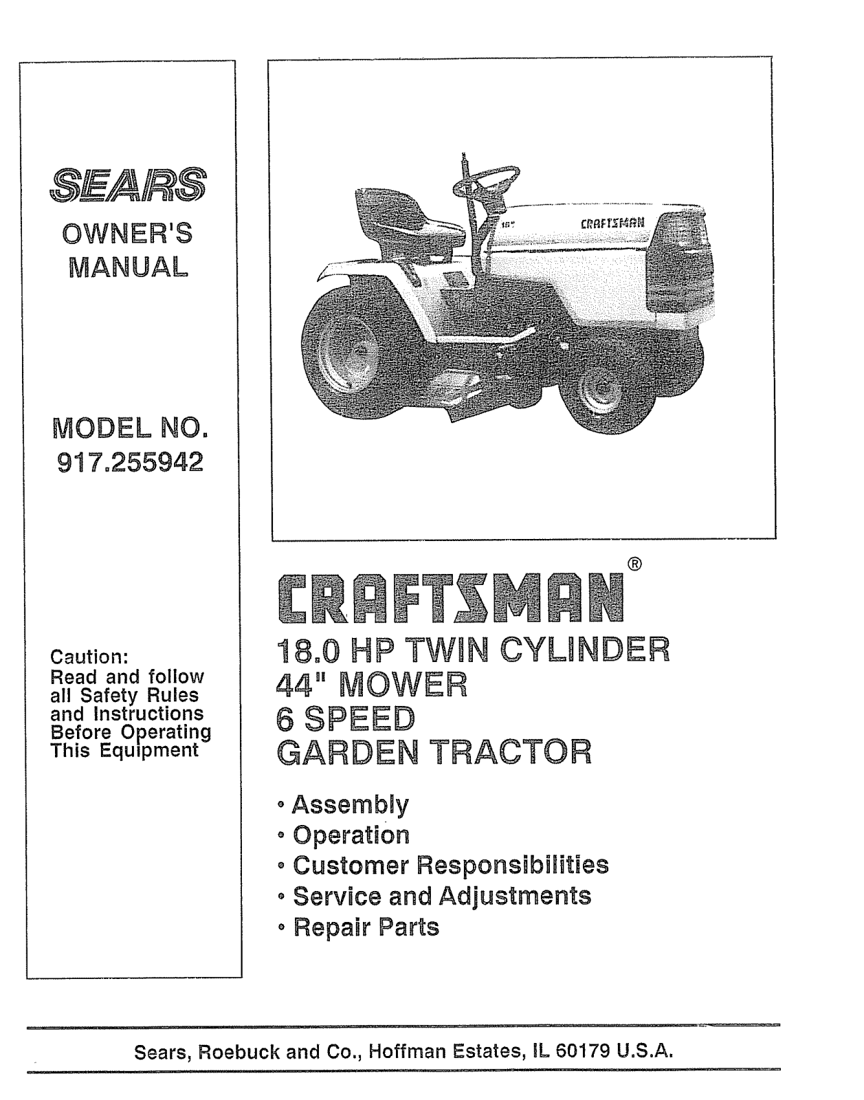 Craftsman 917255942 Owner’s Manual