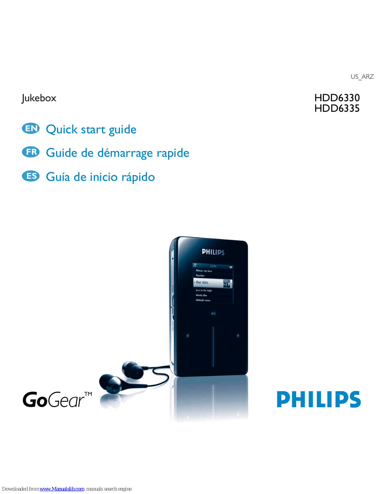 Philips GoGear HDD6330, HDD6335 GoGear, 30GB-JUKEBOX HDD6330, 30GB-JUKEBOX HDD6330-17B, HDD6330/17B Quick Start Manual