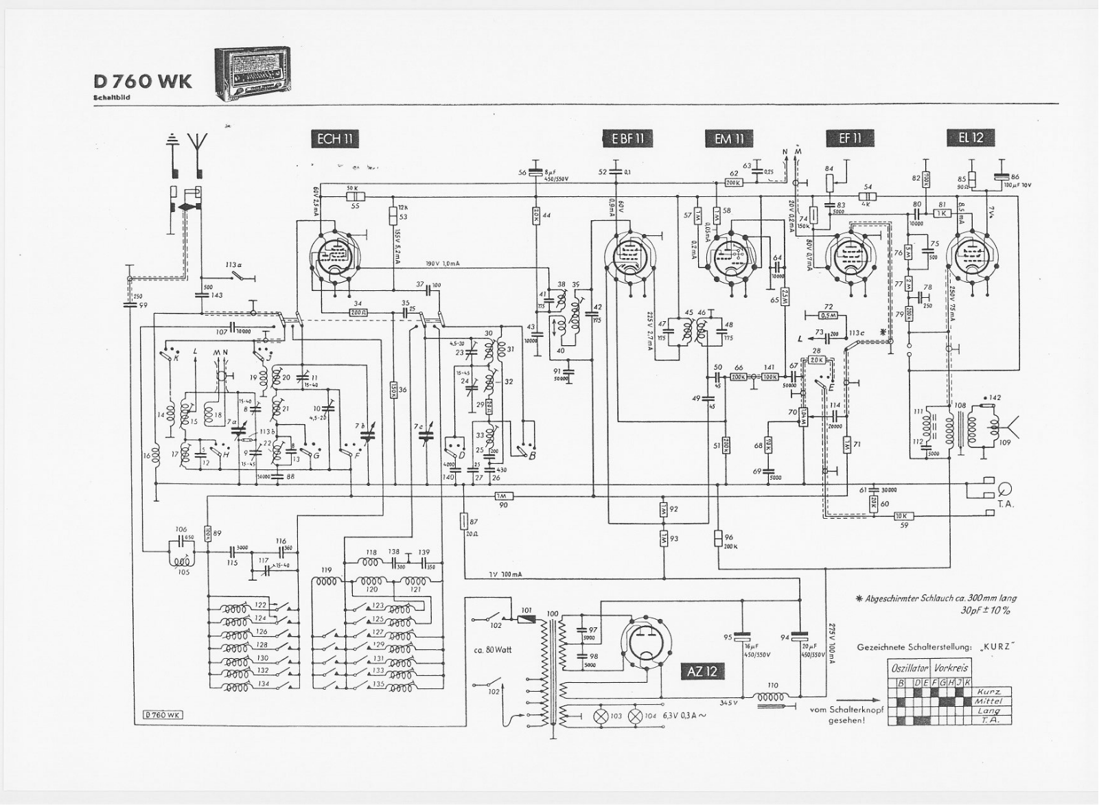 Telefunken D760-WK Schematic