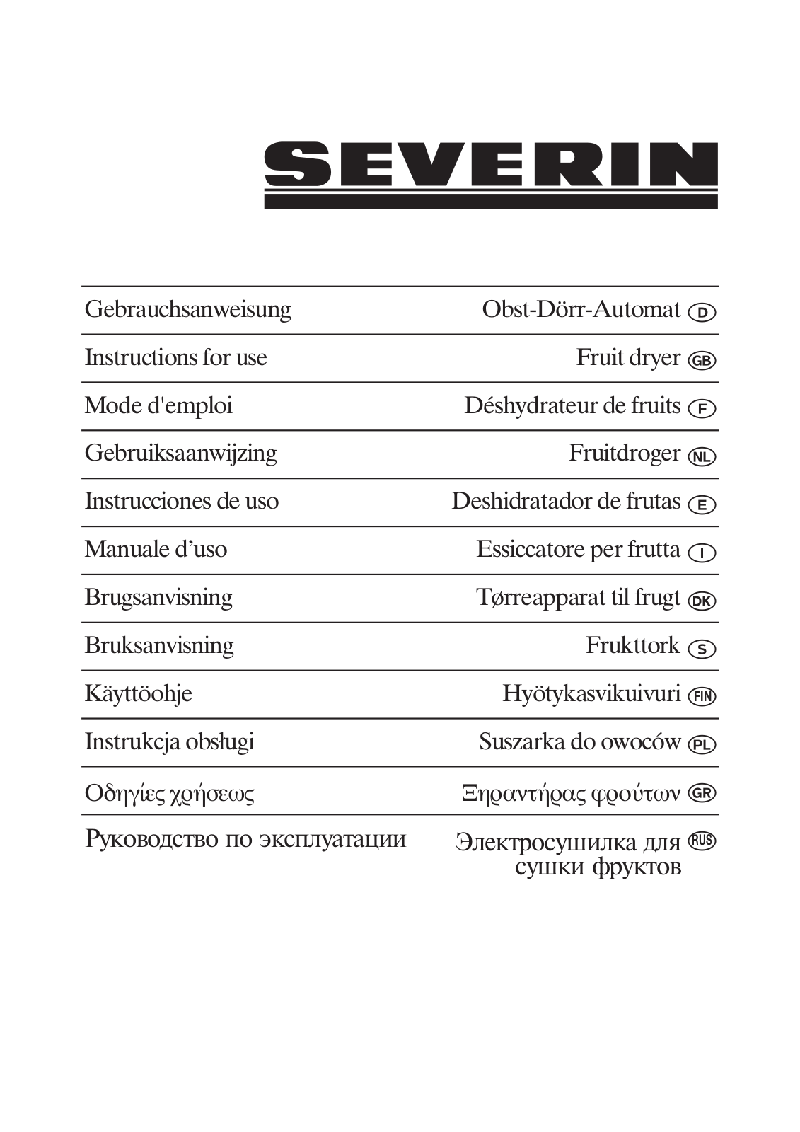 SEVERIN 2940 User Manual