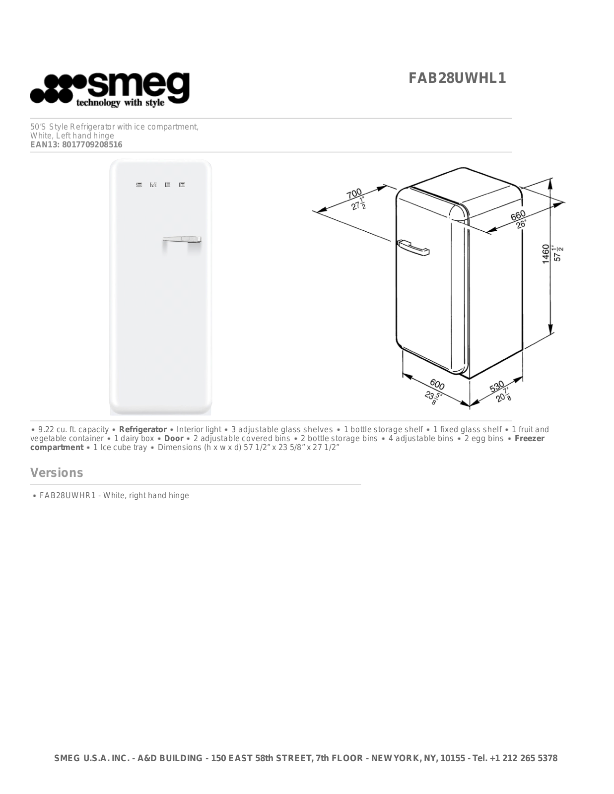 Smeg FAB28UWHL1 User Manual