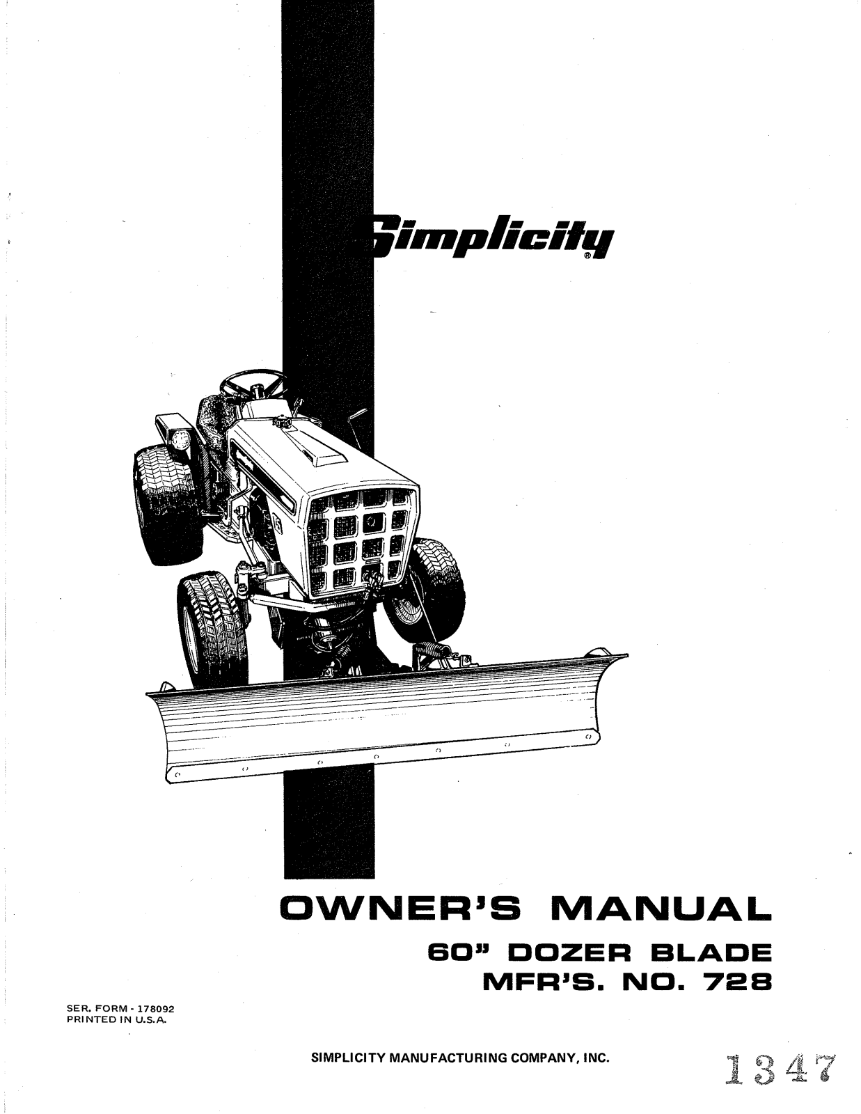 Simplicity 728 User Manual