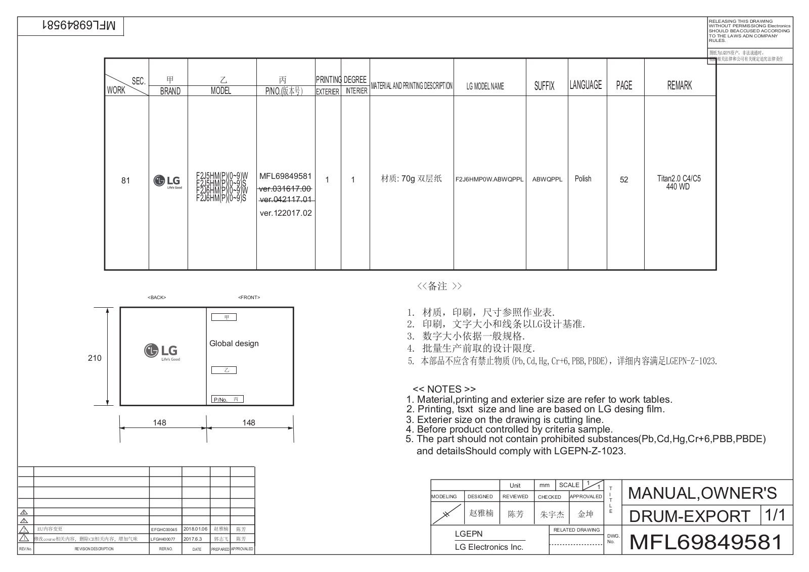 LG F2J6HM8S, F2J6HM0W User manual