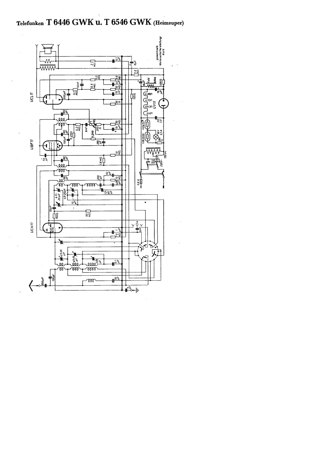 Telefunken T6546-GWK, T6446-GWK Schematic