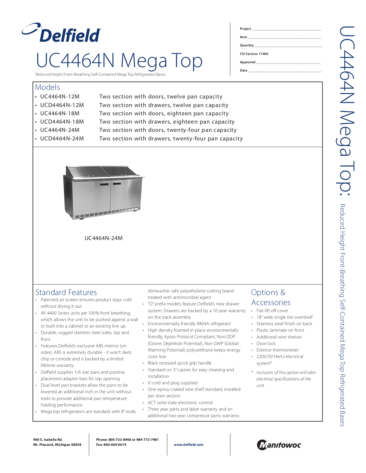 Delfield UCD4464N-24M User Manual