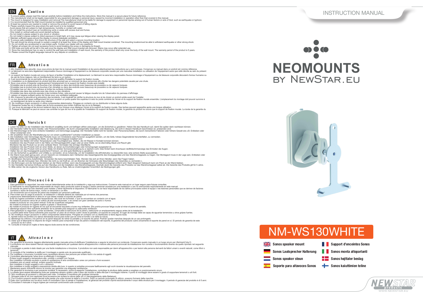 Newstar NM-WS130WHITE User Manual