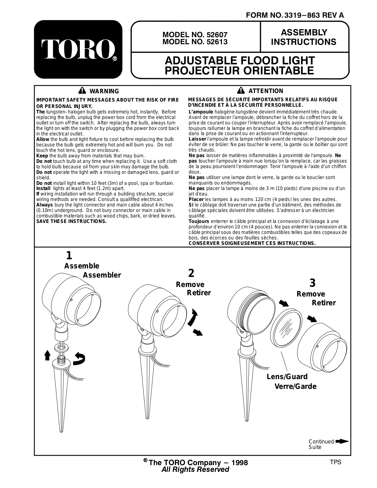 Toro 52607, 52613 Installation Instructions