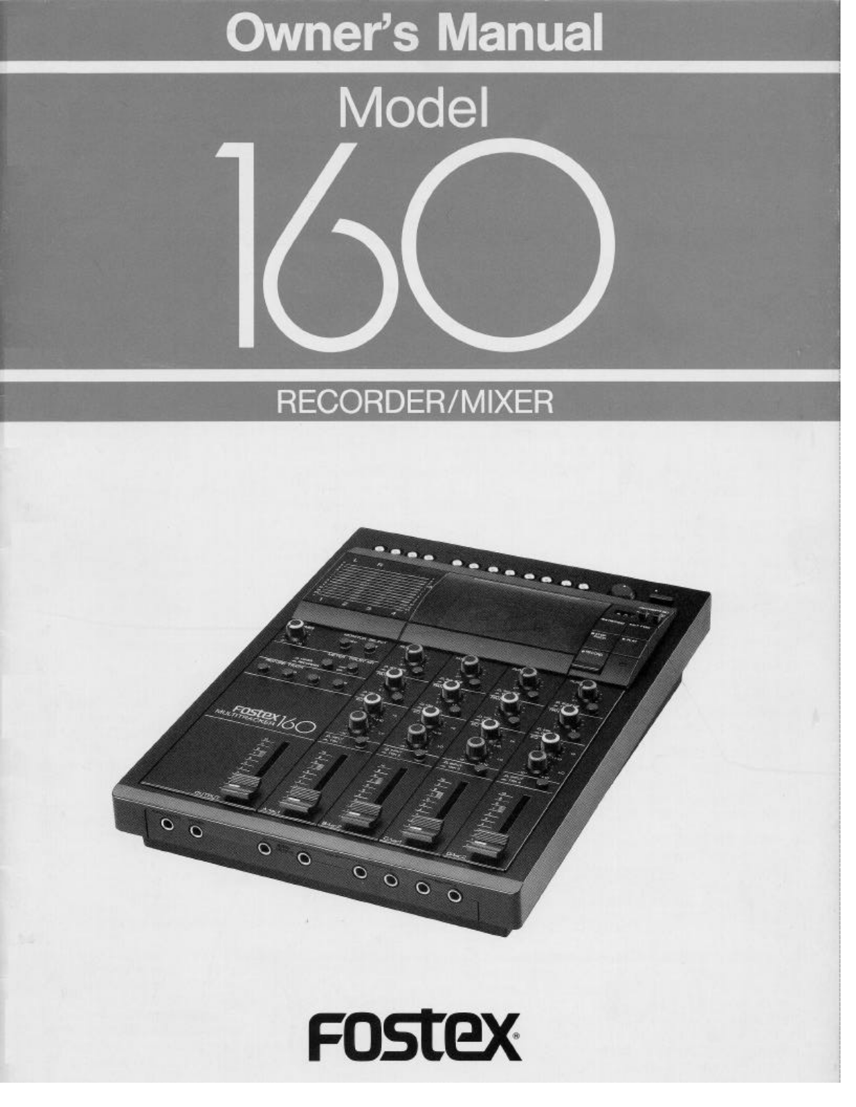 Fostex 160 Owners Manual