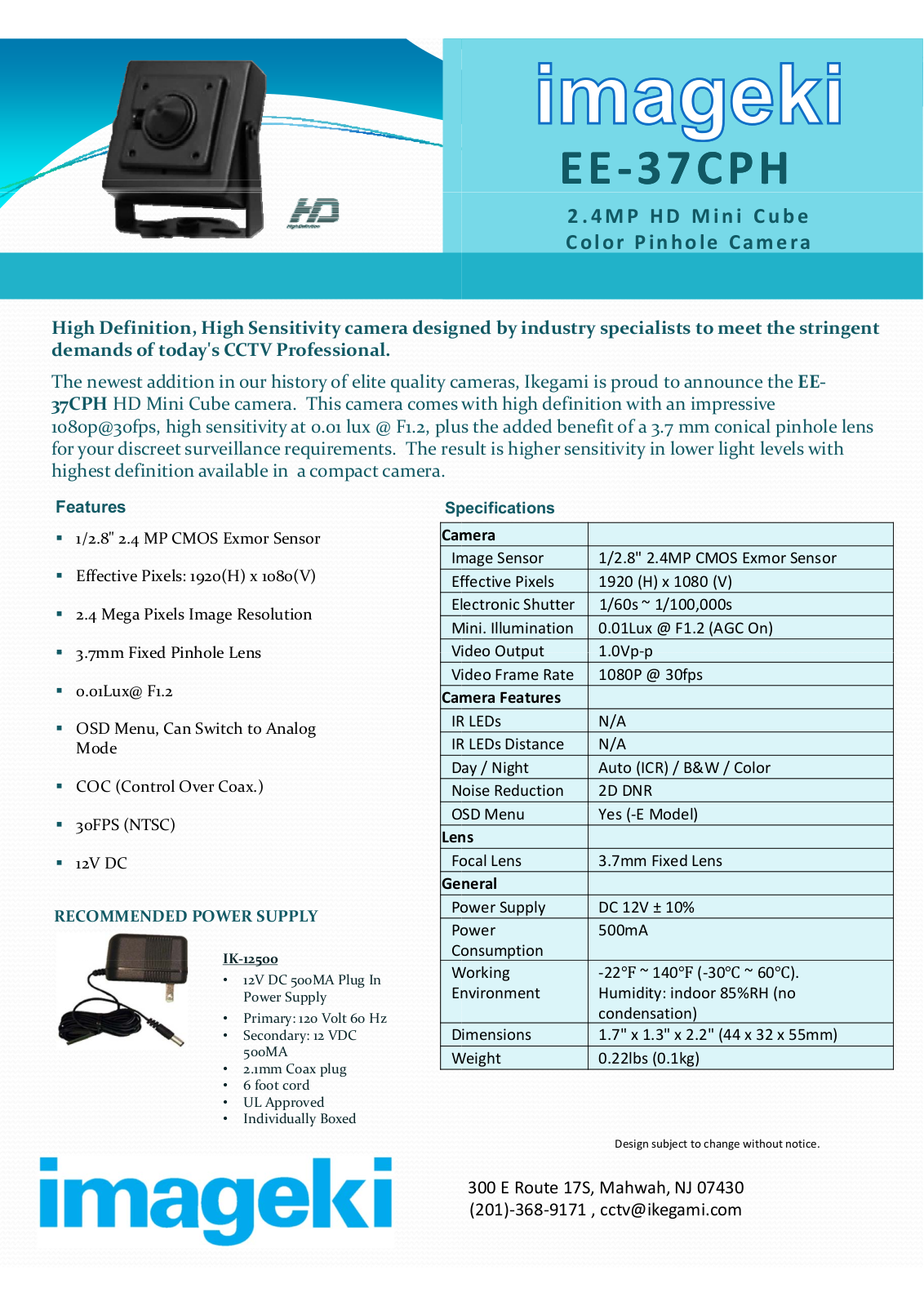 Ikegami EE-37CPH Specsheet