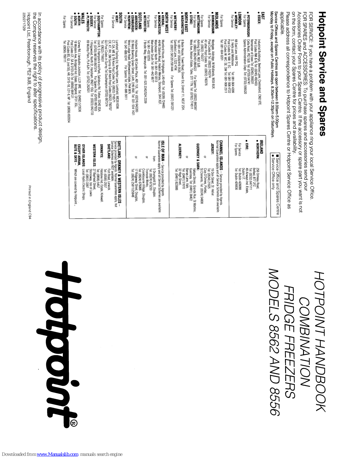 Hotpoint 8556 Handbook