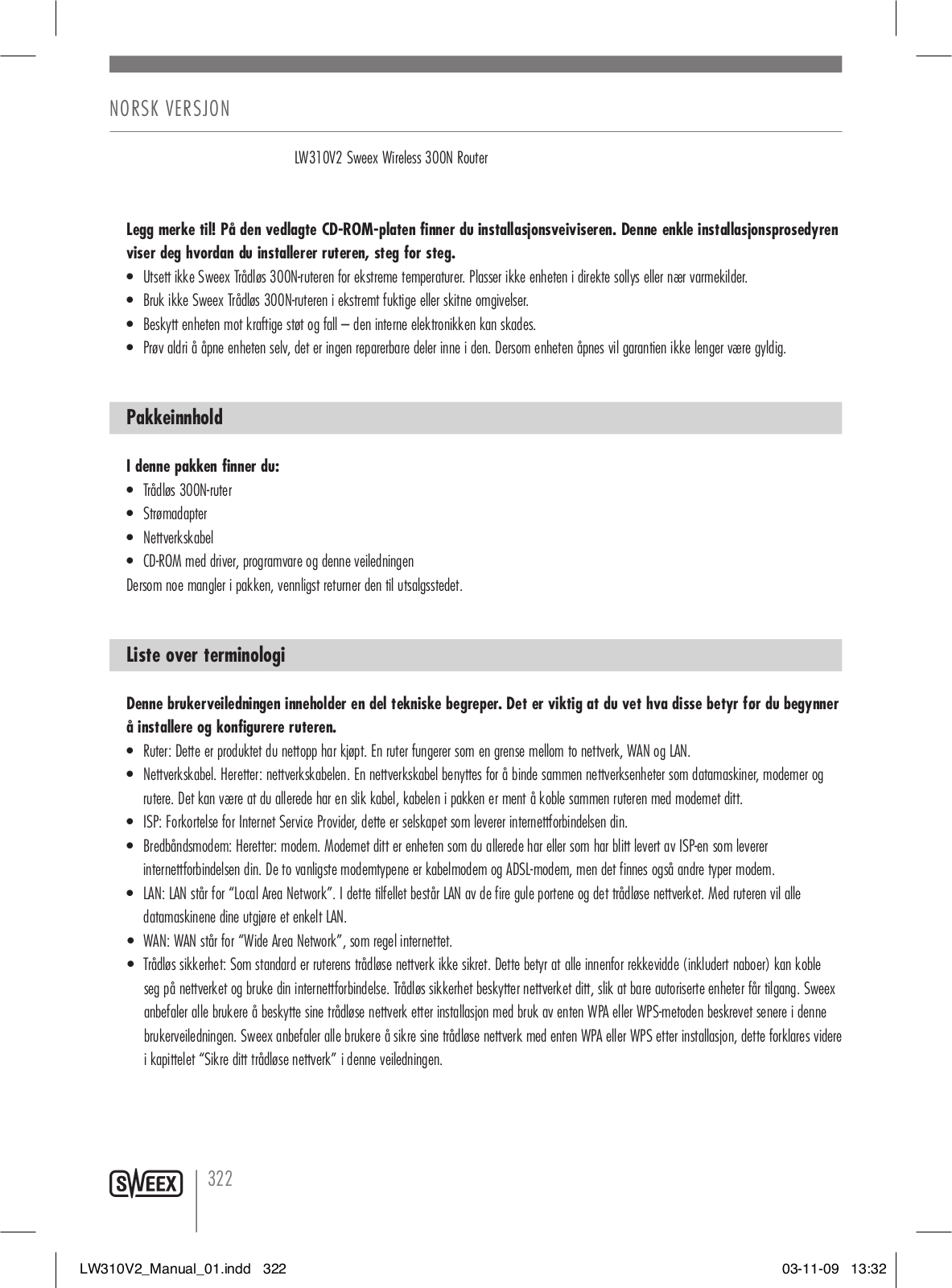 Sweex LW310V2 User Manual