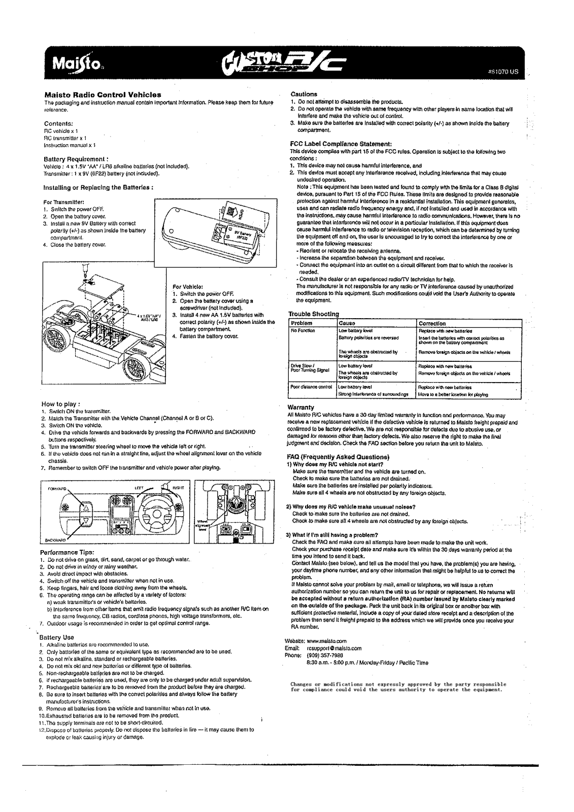 May Cheong Toy Fty 81070RC27 User Manual