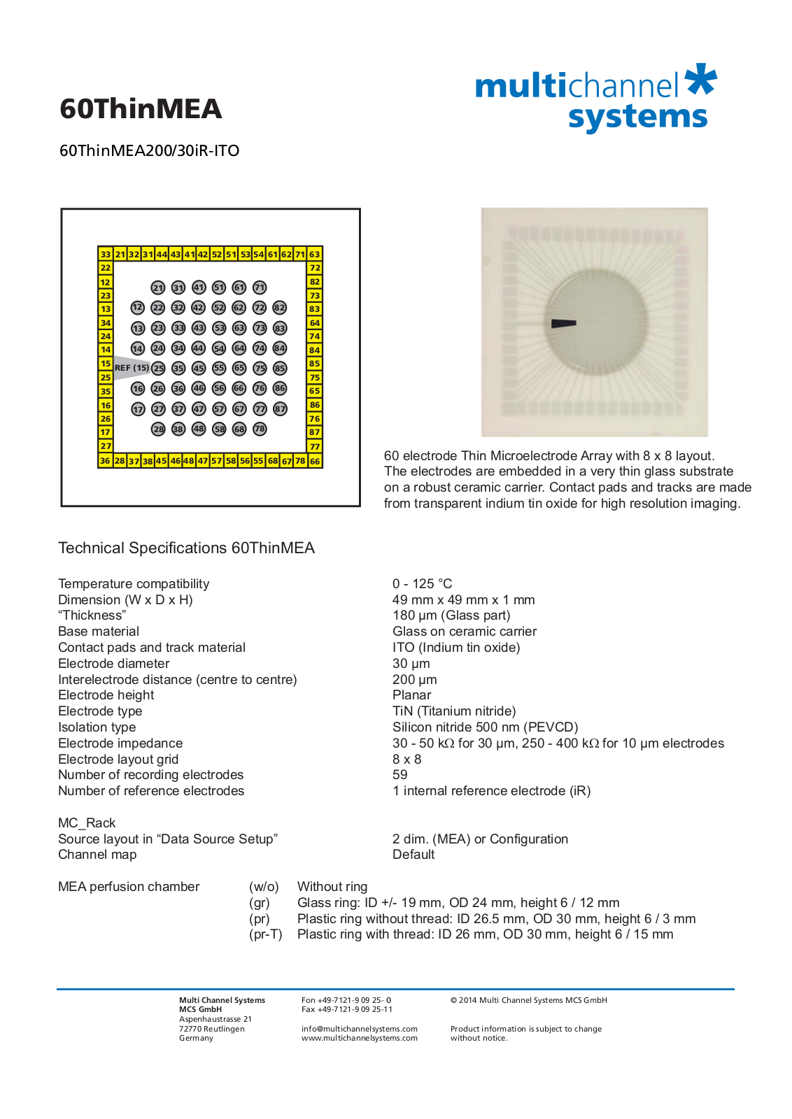 Multichannel Systems 60ThinMEA User Manual