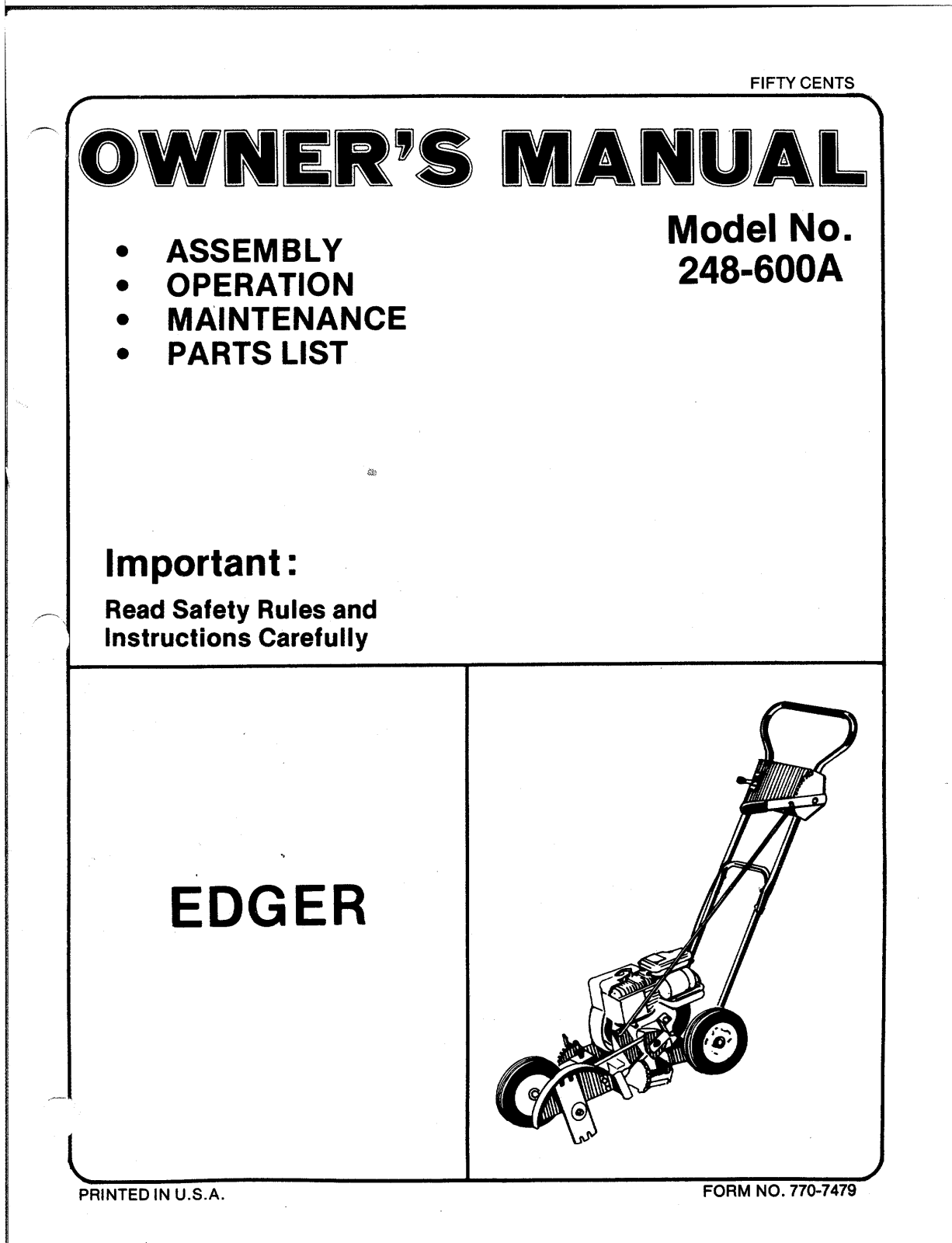 Bolens 248-600A User Manual