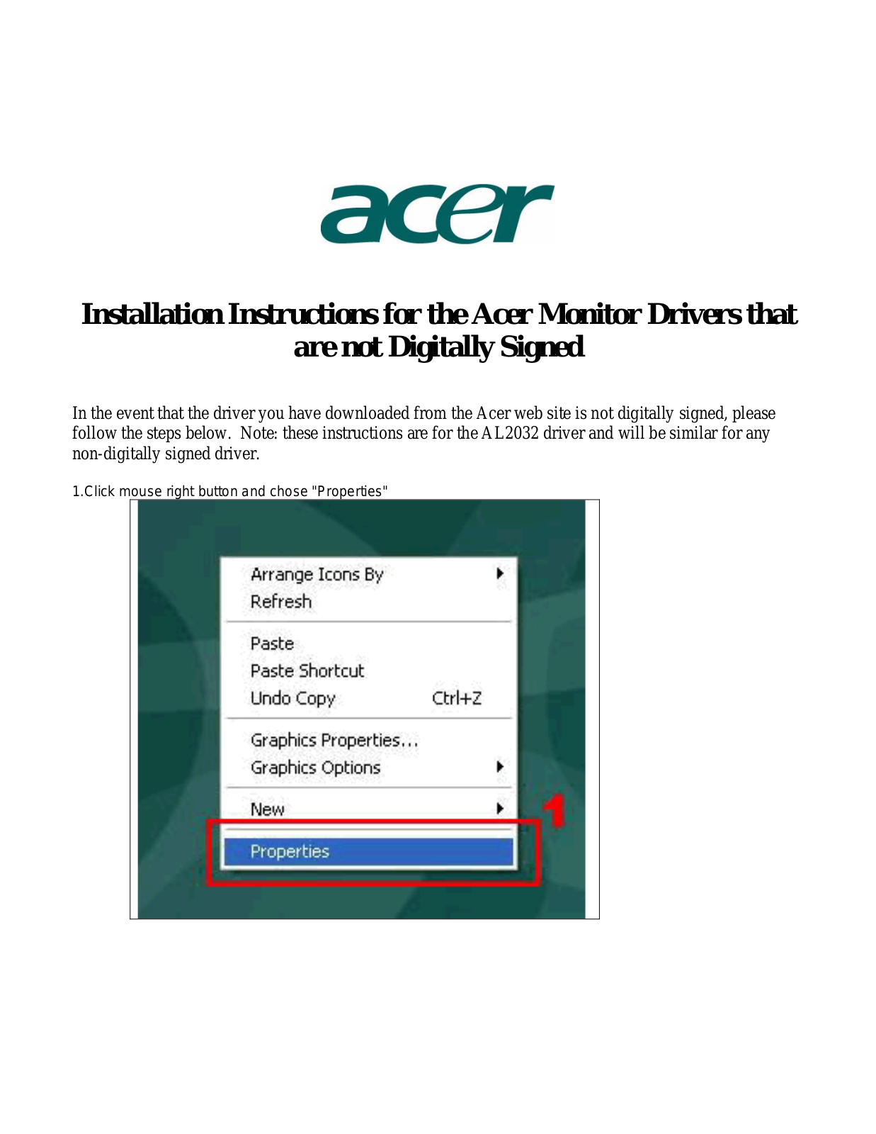 Acer AL2032 User Manual