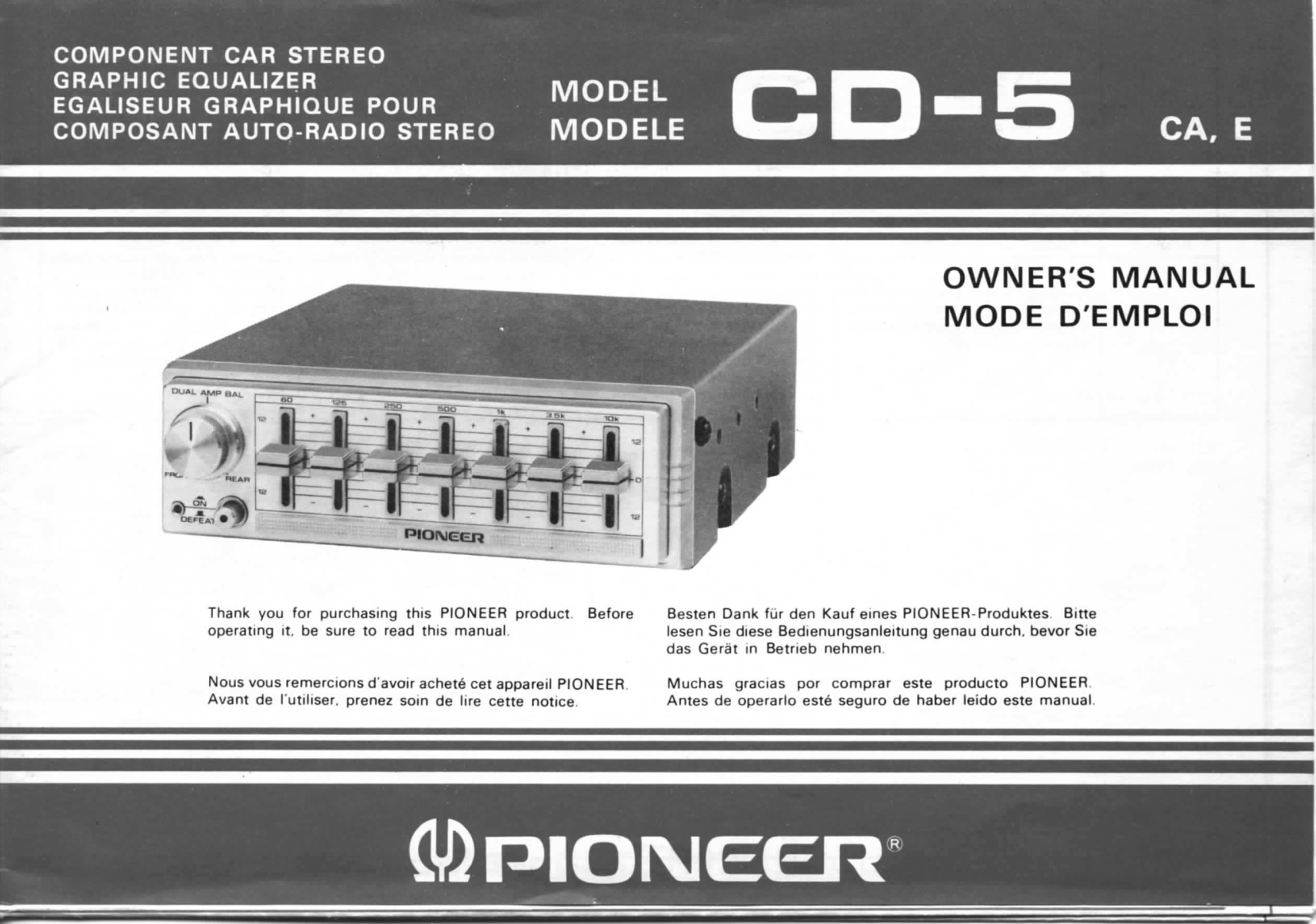 PIONEER CD-5 User Manual