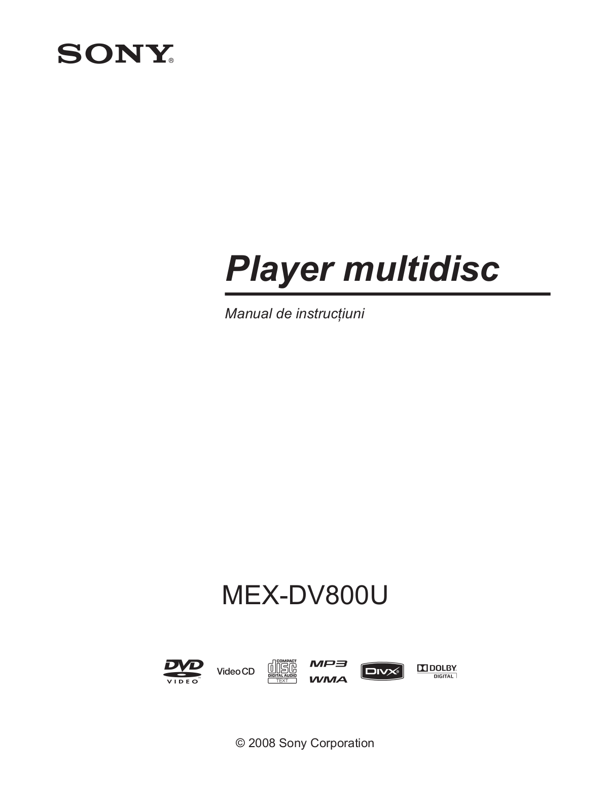 Sony MEX-DV800 User Manual