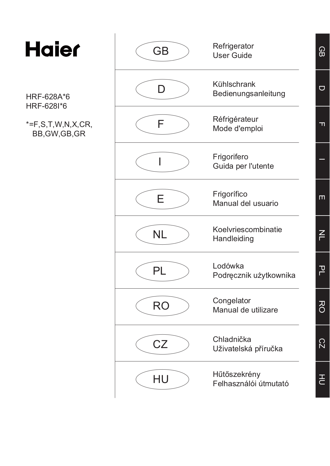 Haier HRF-628IF6 Operating Instructions