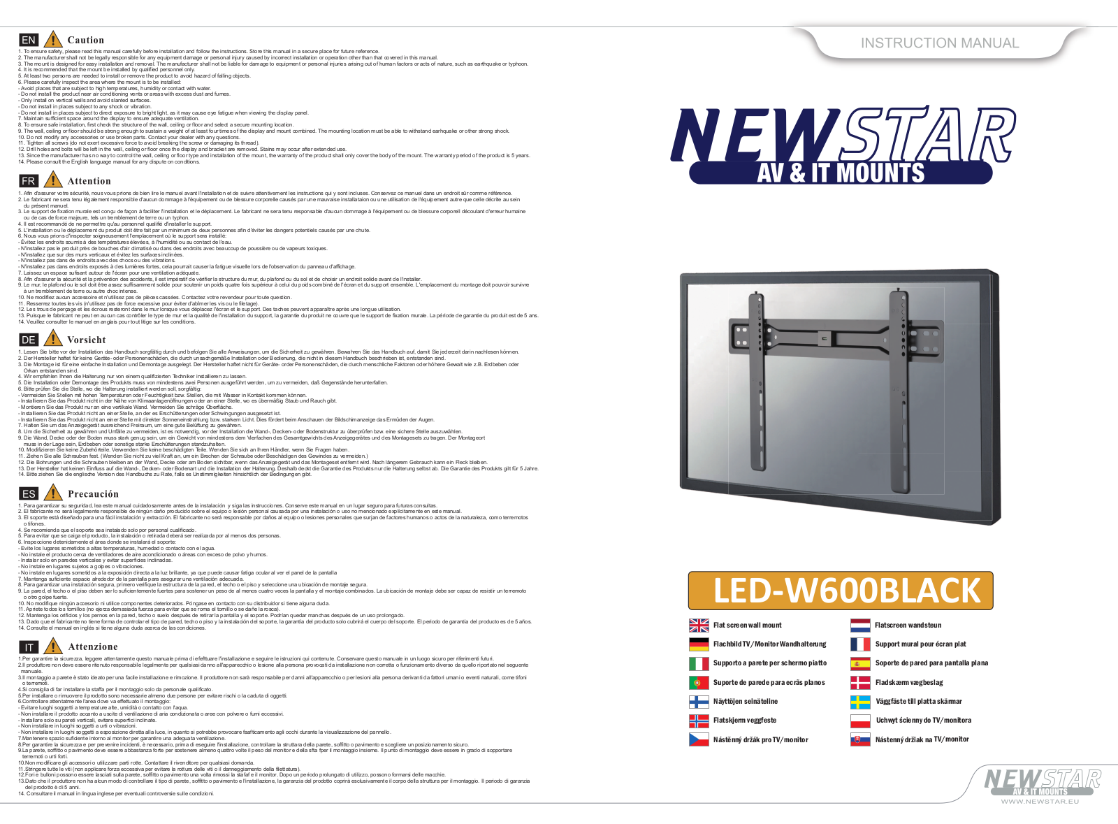 Newstar LED-W600BLACK User Manual