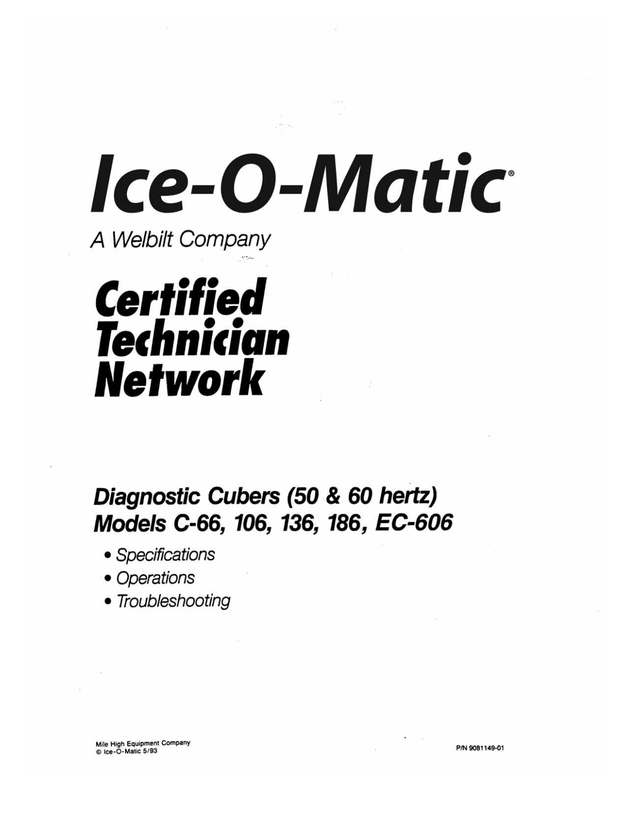 Ice-O-Matic C-106 User Manual