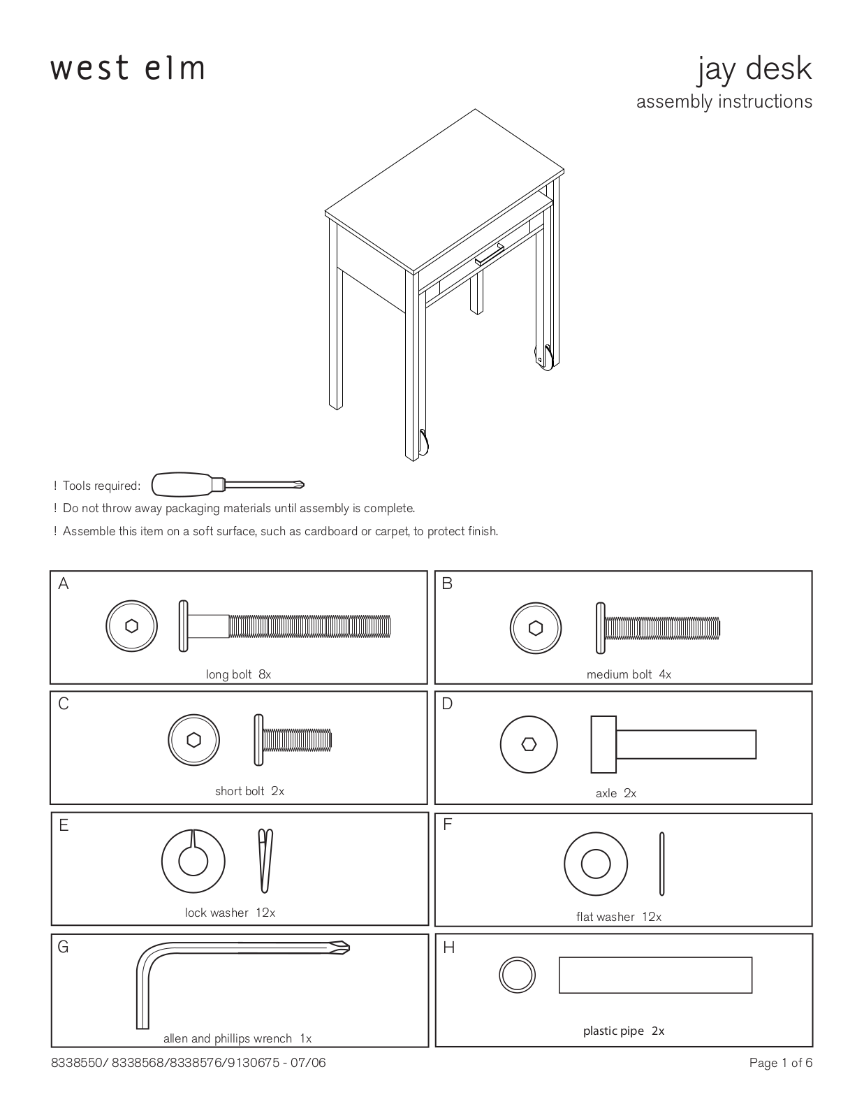 West Elm Jay Desk Assembly Instruction