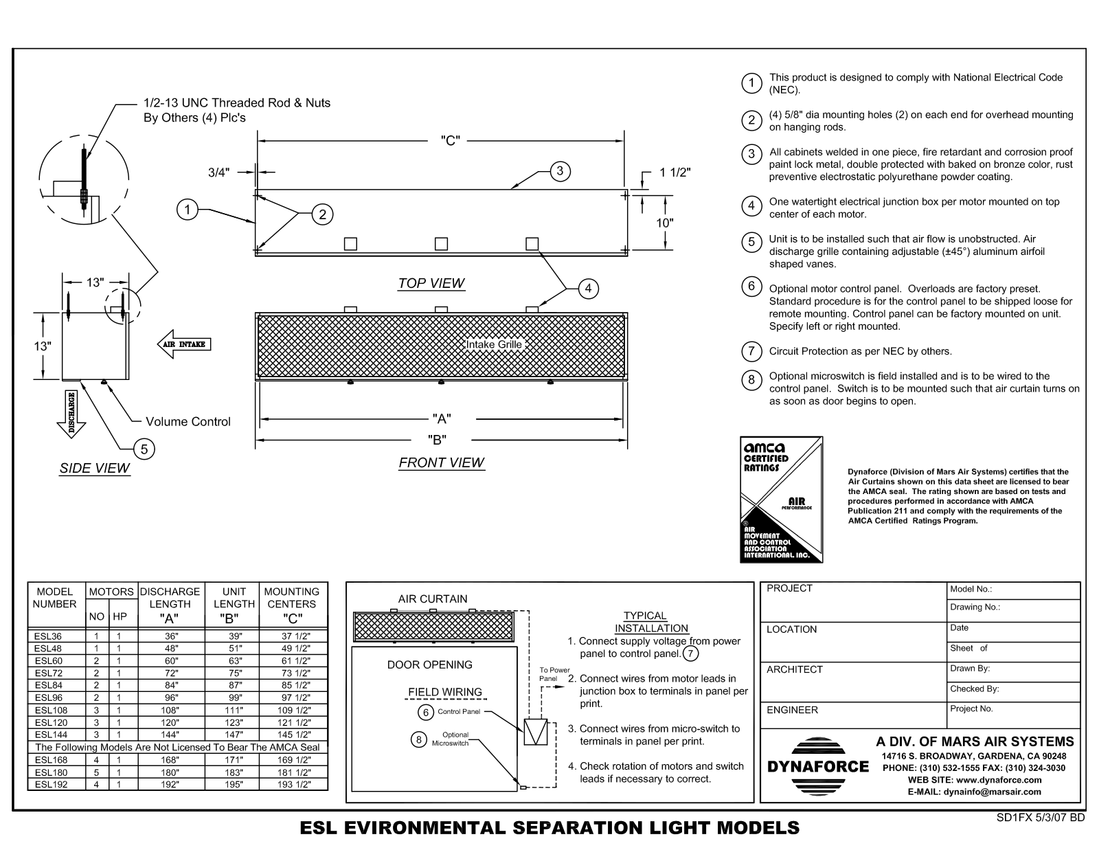 Mars Air ESL108 User Manual