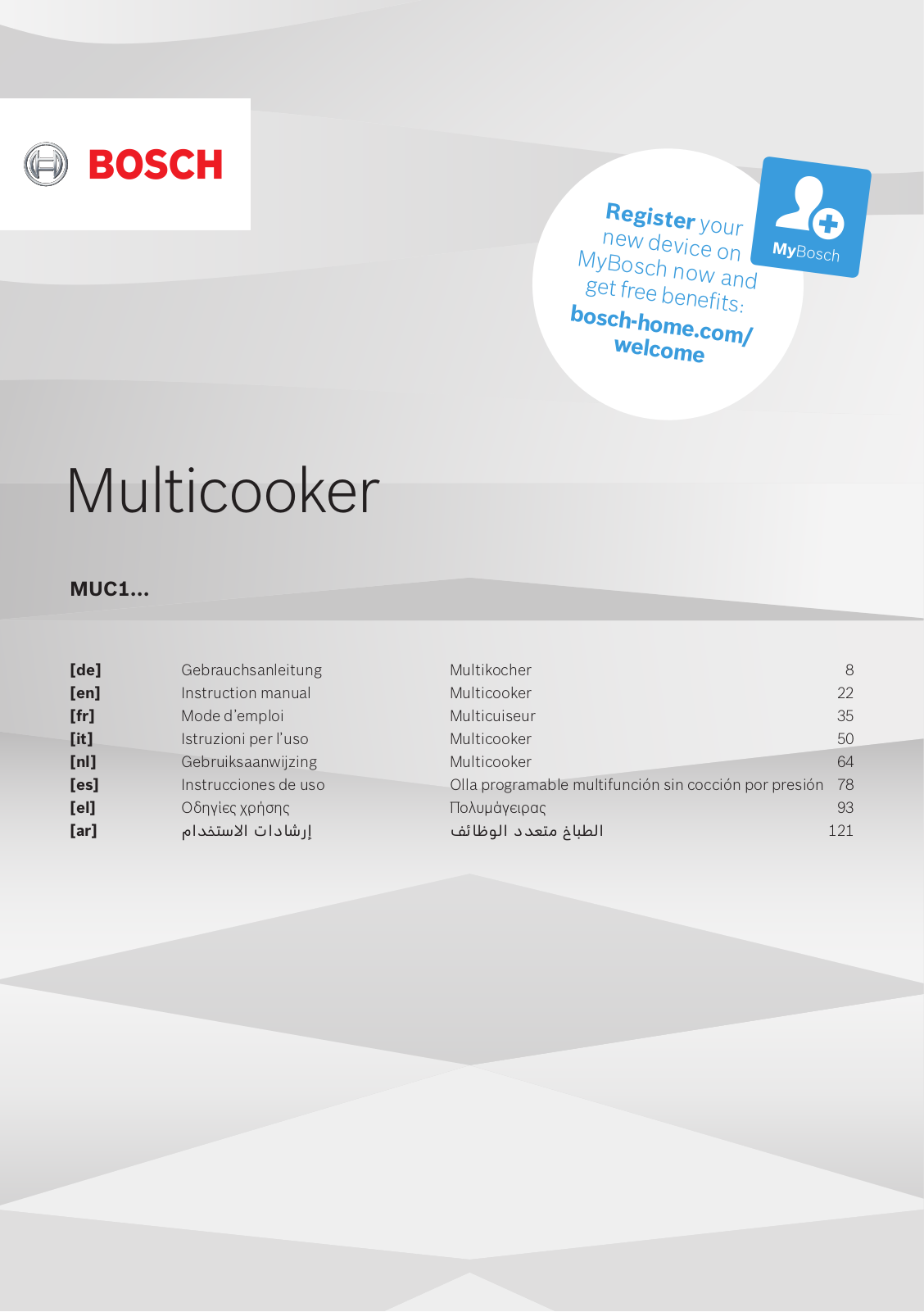 Bosch Autocook MUC11W12 User manual