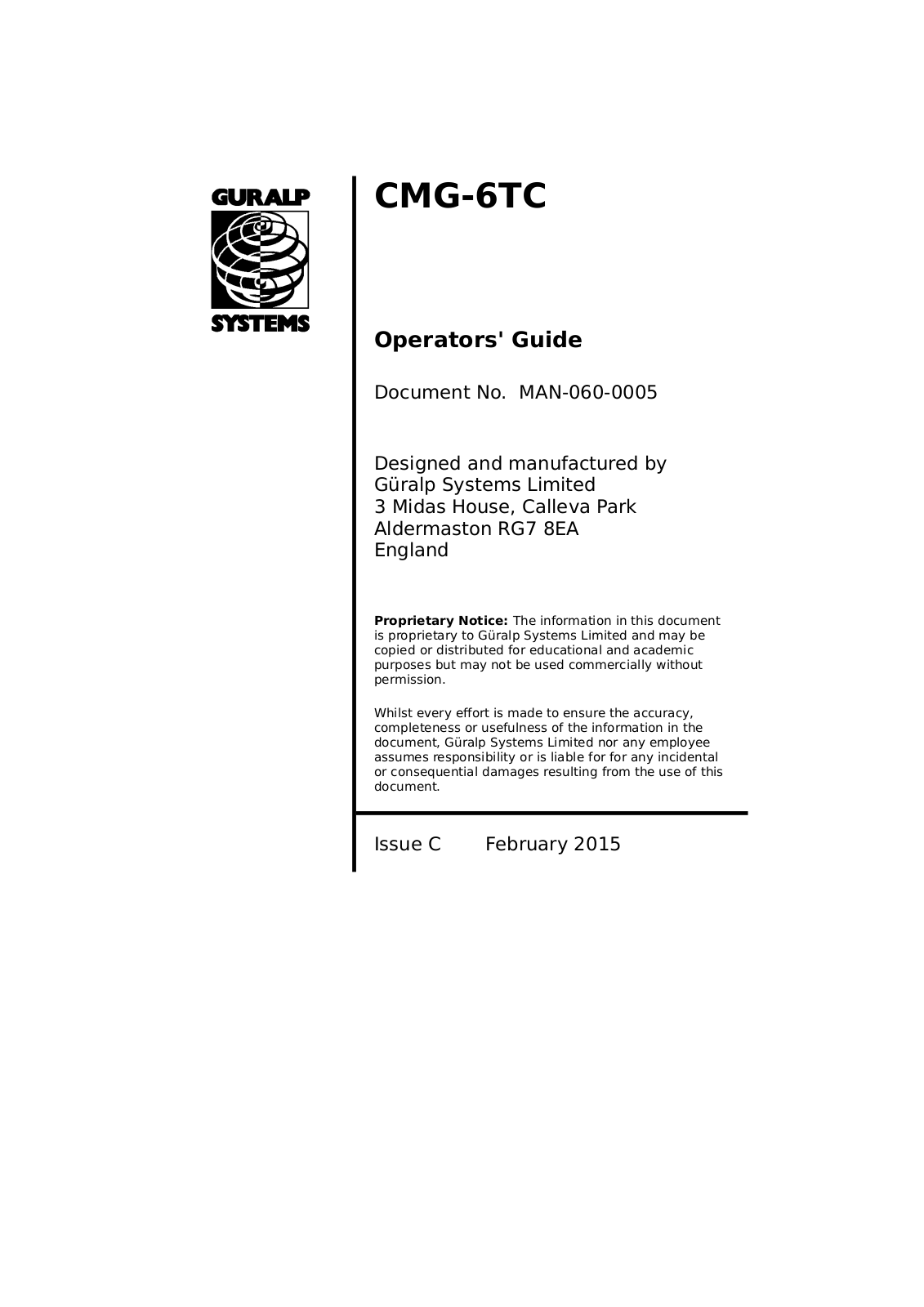 Guralp Systems CMG-6TC User Manual